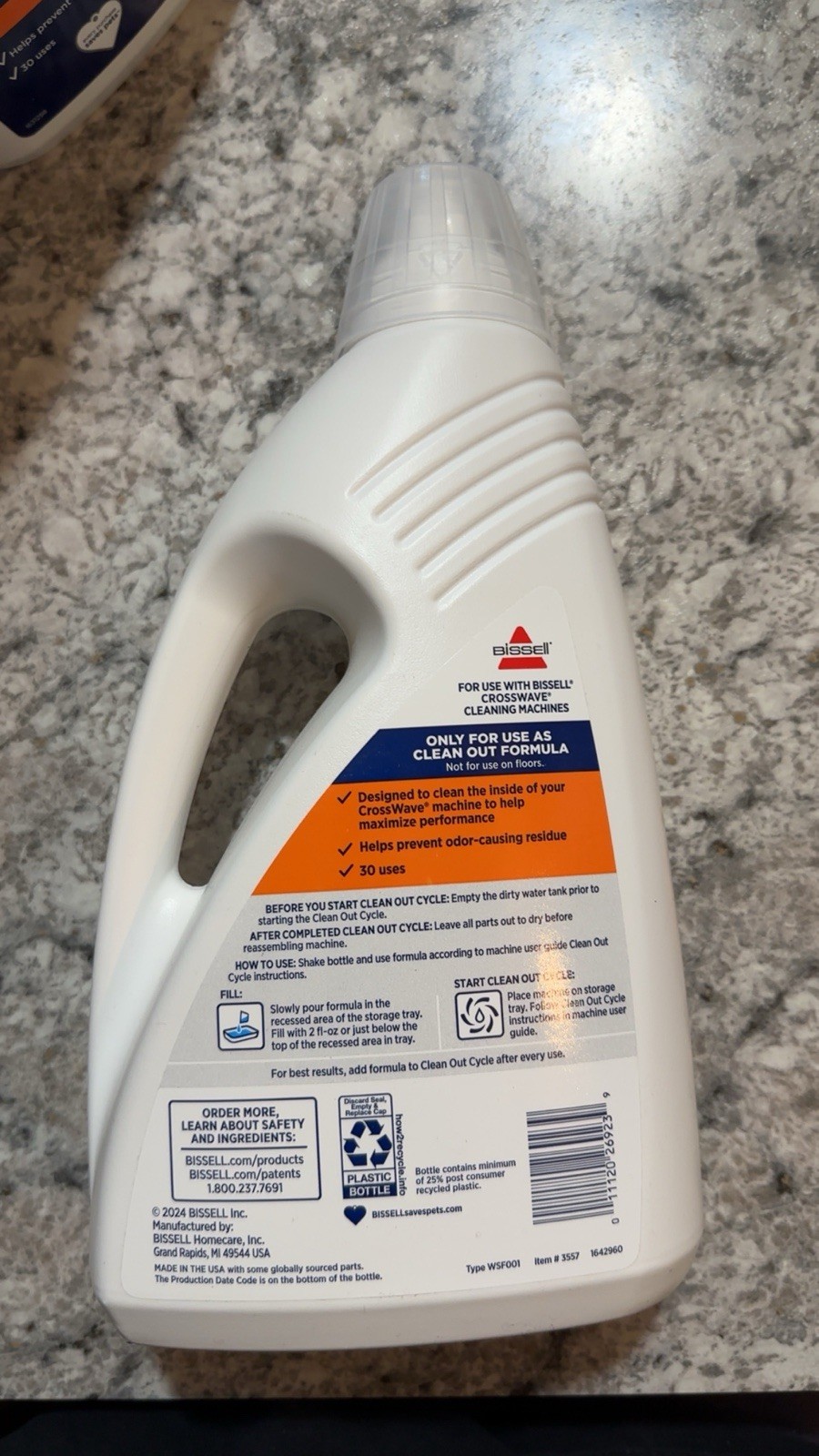 BISSELL FreshStart CrossWave Cleanout Formula, 3557, 60oz, Prevent Odor-Causi