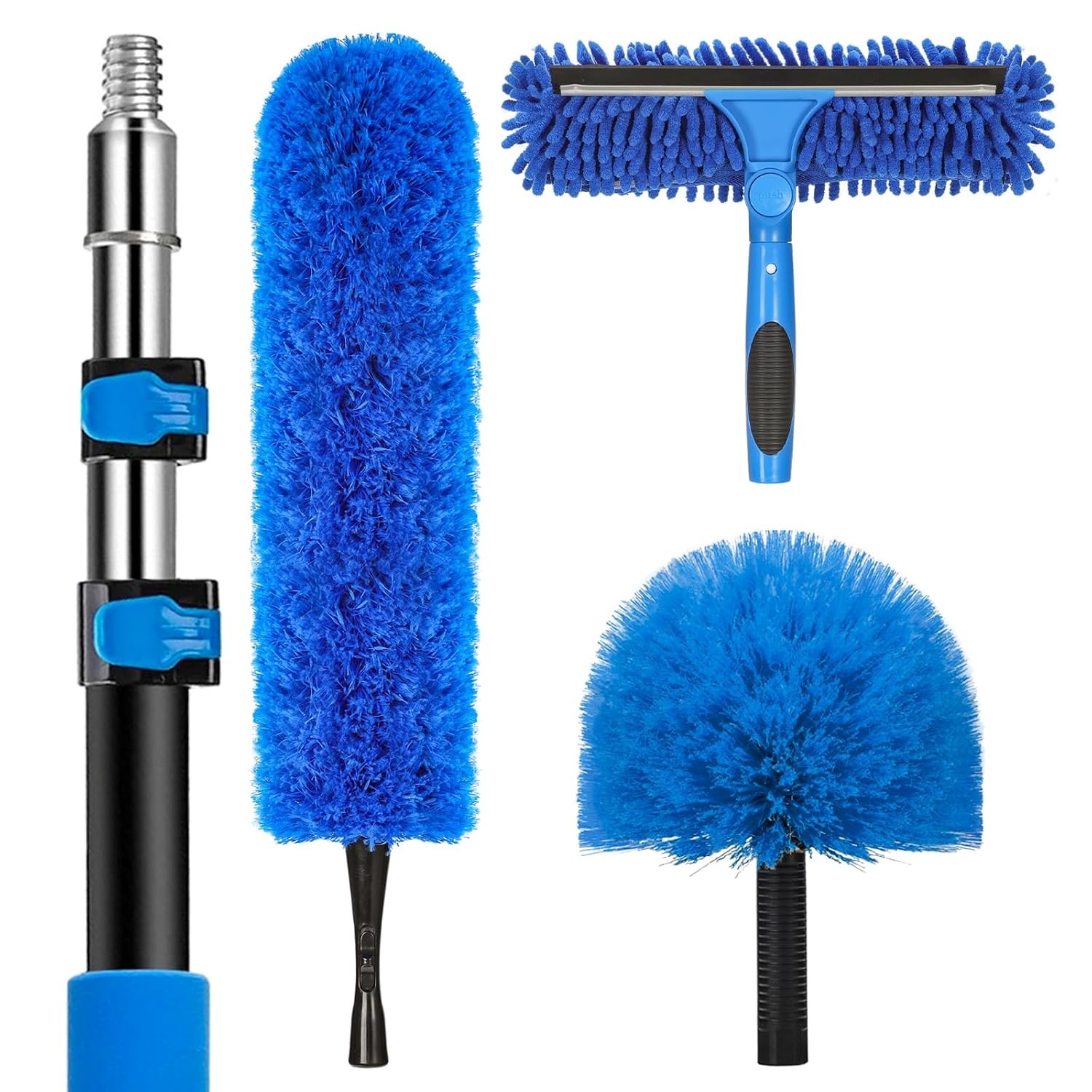 Extension Pole Duster Kit 5-12 Ft High Reach Cobweb Ceiling Fan Duster Wand