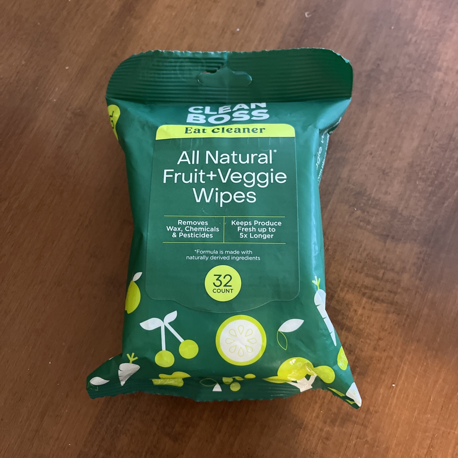 Clean Boss Eat Cleaner Fruit & Veggie Produce Cleaner To-Go Wipes 1 Pack Of 32