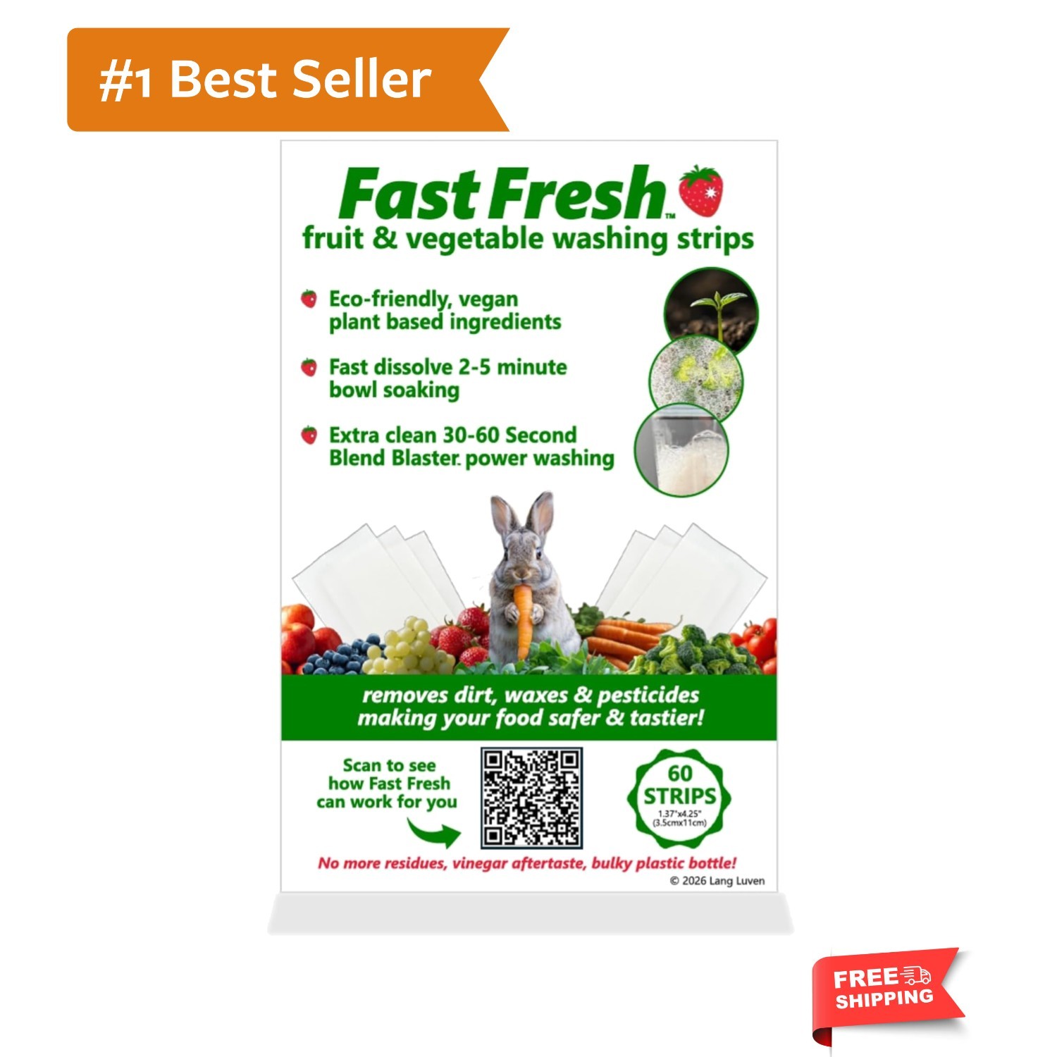 Fruit and Vegetable Wash Strips | Plant-Based, Food-Safe Produce Cleaner | Di…