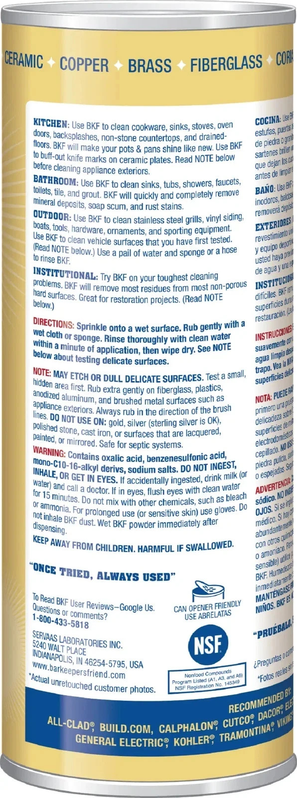 Bar Keepers Friend 21-oz Powder All-Purpose Cleaner Polish Cleanser Home Kitchen