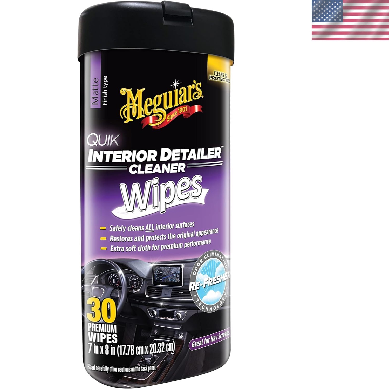 Meguiar’s Quik Detailer Wipes – Non-Greasy 30 Count for All Surface Cleaning