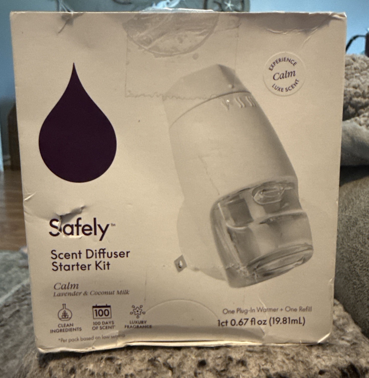 Safely Calm Air Freshener Plugin Starter Kit 0.67 fl oz One Warmer & One Refill