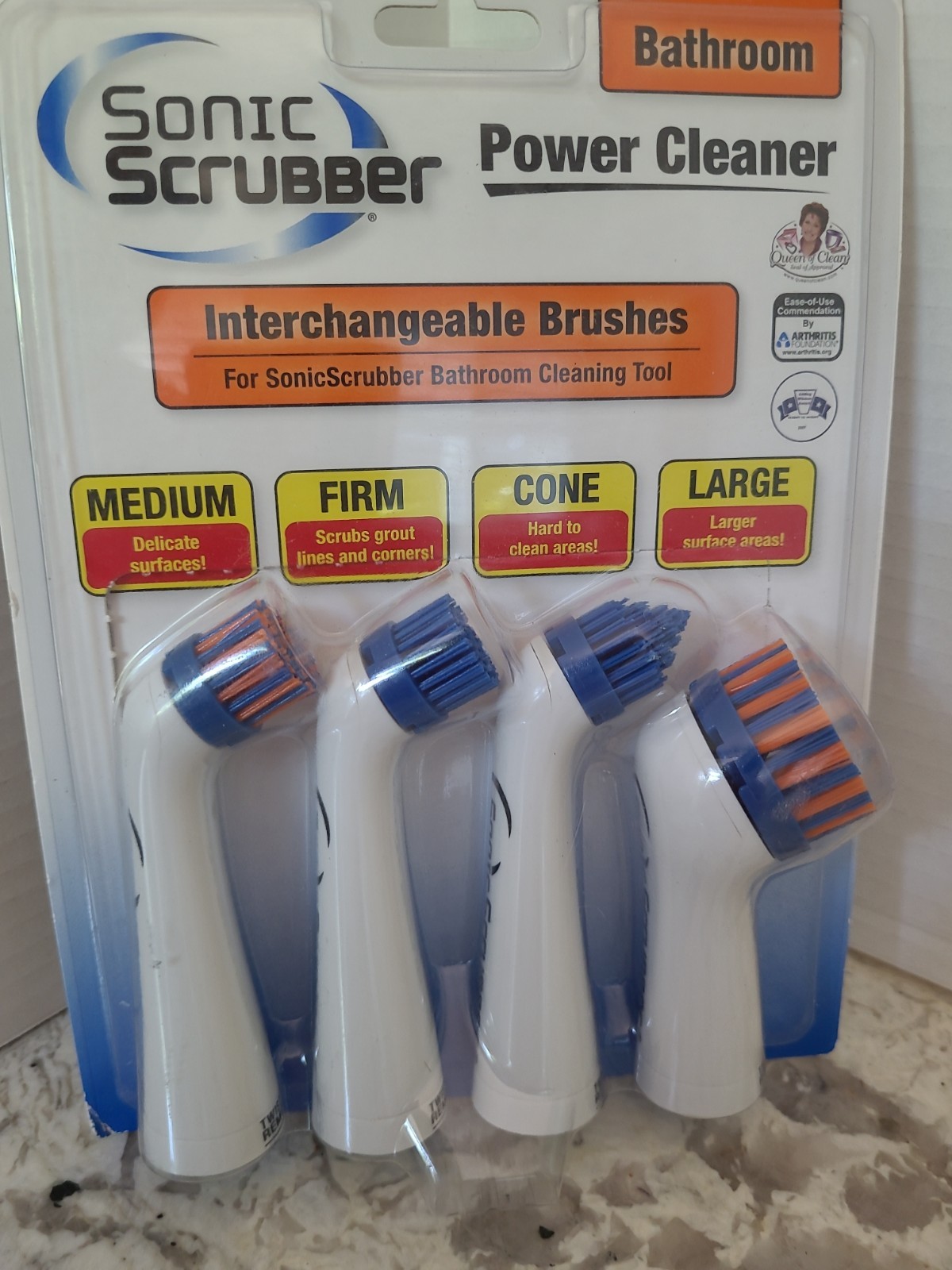 Sonic Scrubber Power Cleaner Interchangeable Brush Heads Bathroom Cleaning Tool