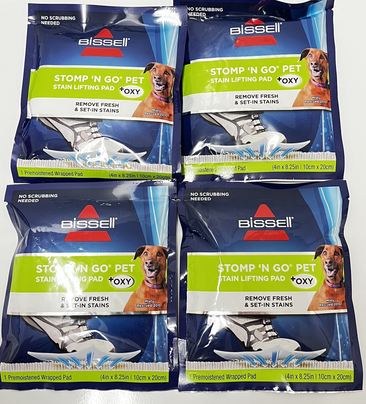 Bissell Stomp ‘N Go Pet Lifting Pads + Oxy for Stain Removal on Carpet 4 Pack