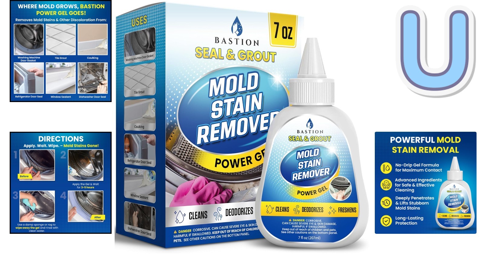 Unscented Mold Stain Remover Gel – 7oz Cleaner for Indoor & Outdoor Spaces