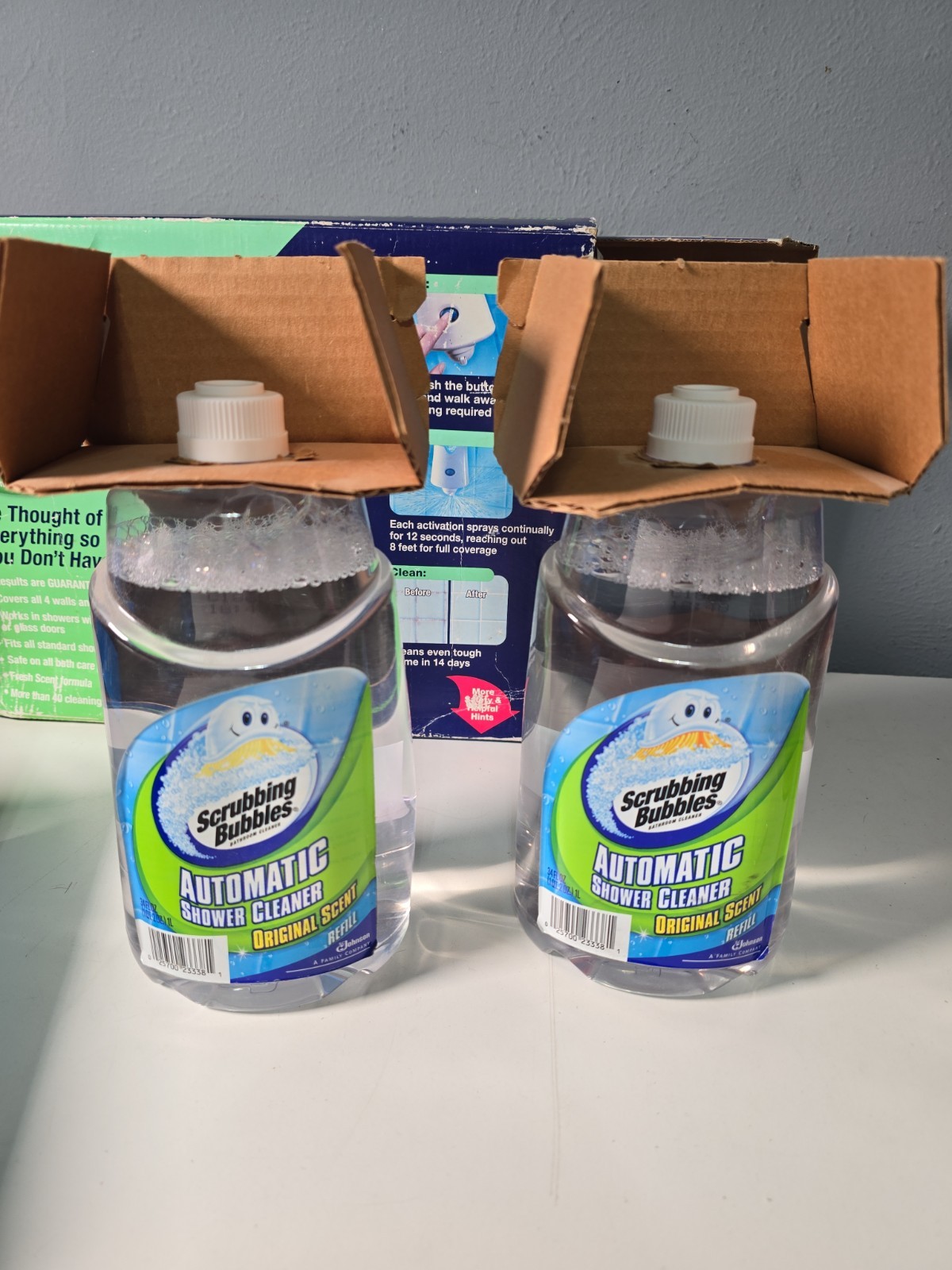 Scrubbing Bubbles Automatic Shower Cleaner Kit 2 x 34 oz Refill Bottles NIB
