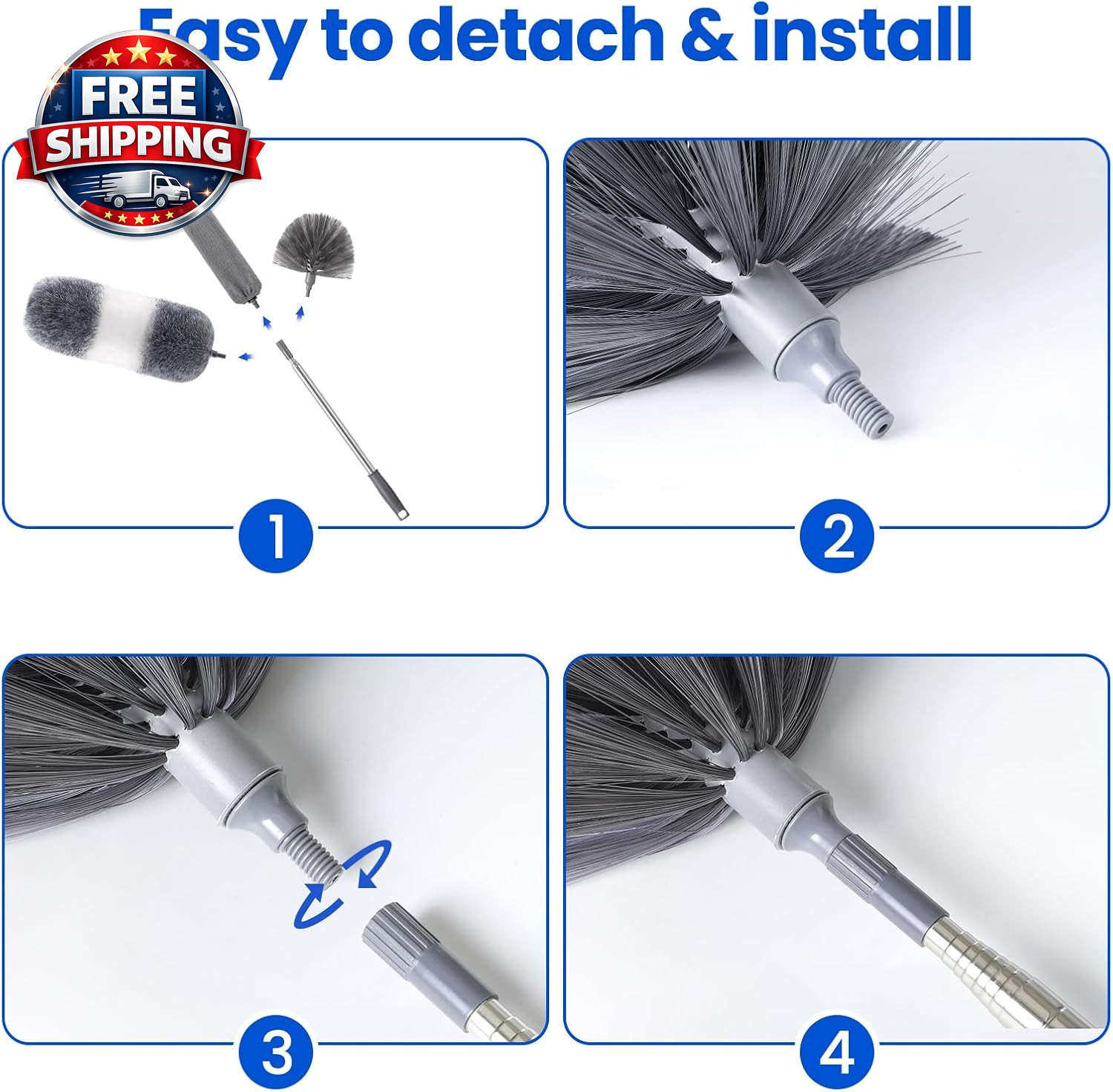 Extra-Long Dusters Kits with Extension Pole, Cobweb Duster, Microfiber Dusting C