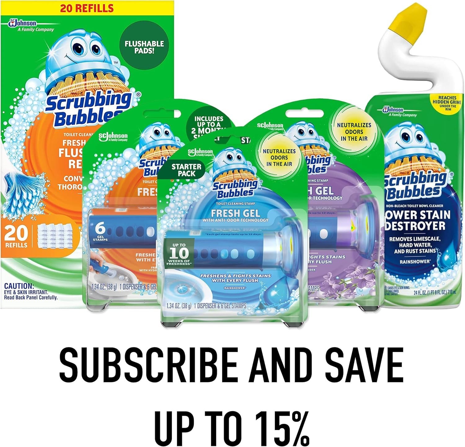 Scrubbing Bubbles Flushable Toilet Bowl Wand Cleaner Refills, Fresh Brush Cleane