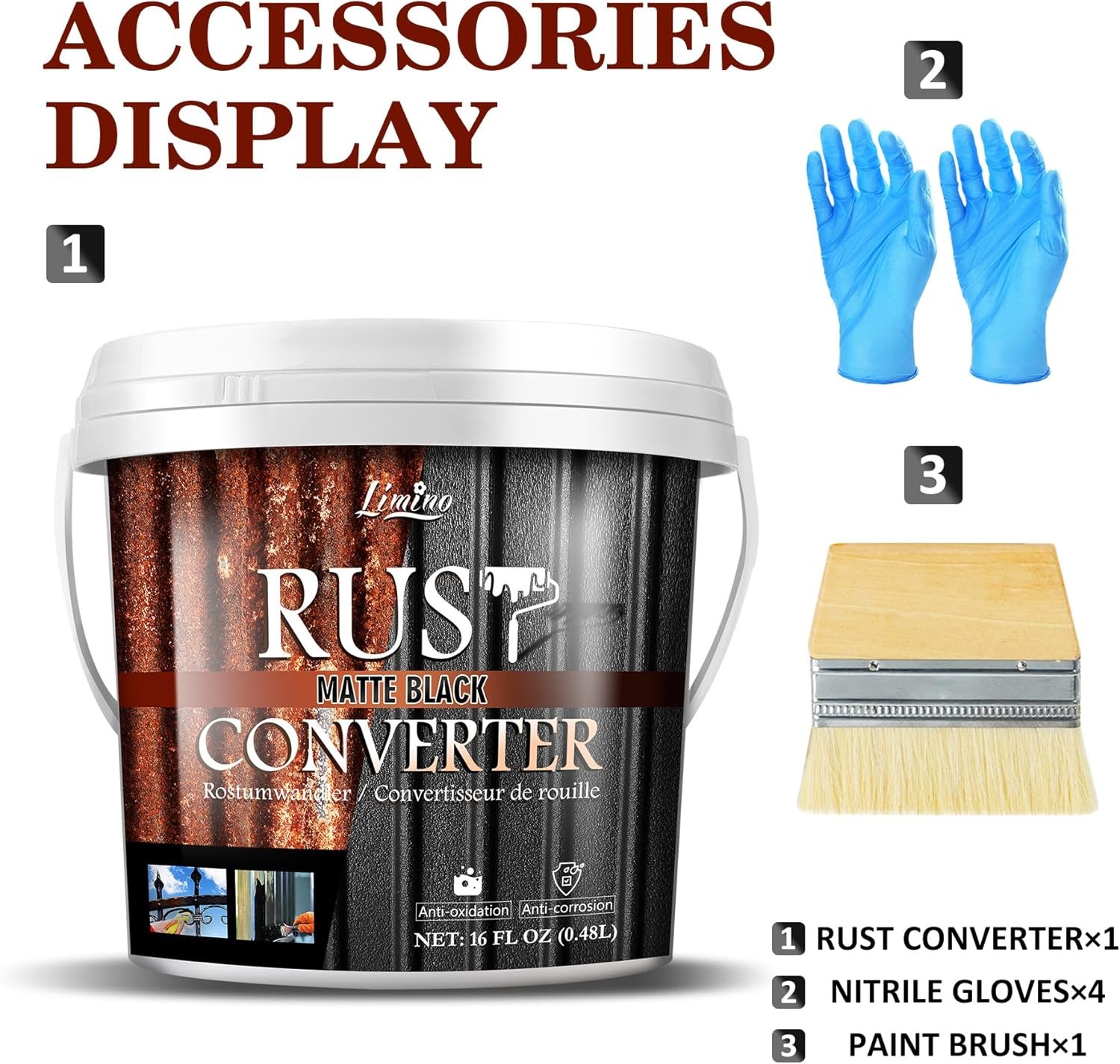Rust Converter Metal Primer Black Paint Remover Encapsulator 16oz Automotive