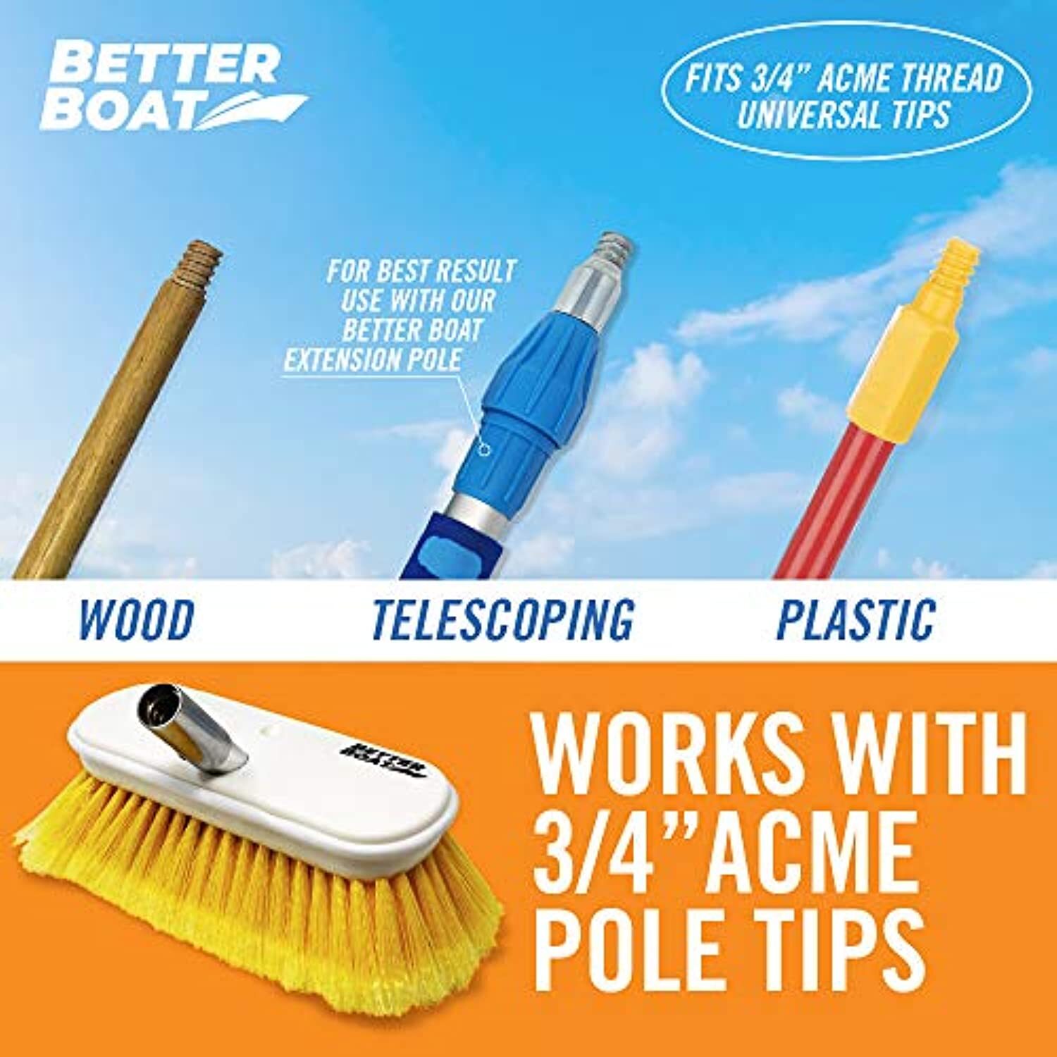 Car Wash Brush & Boat Brush Head Boat Deck Brush Scrubbing Bristle 8″ Scrub