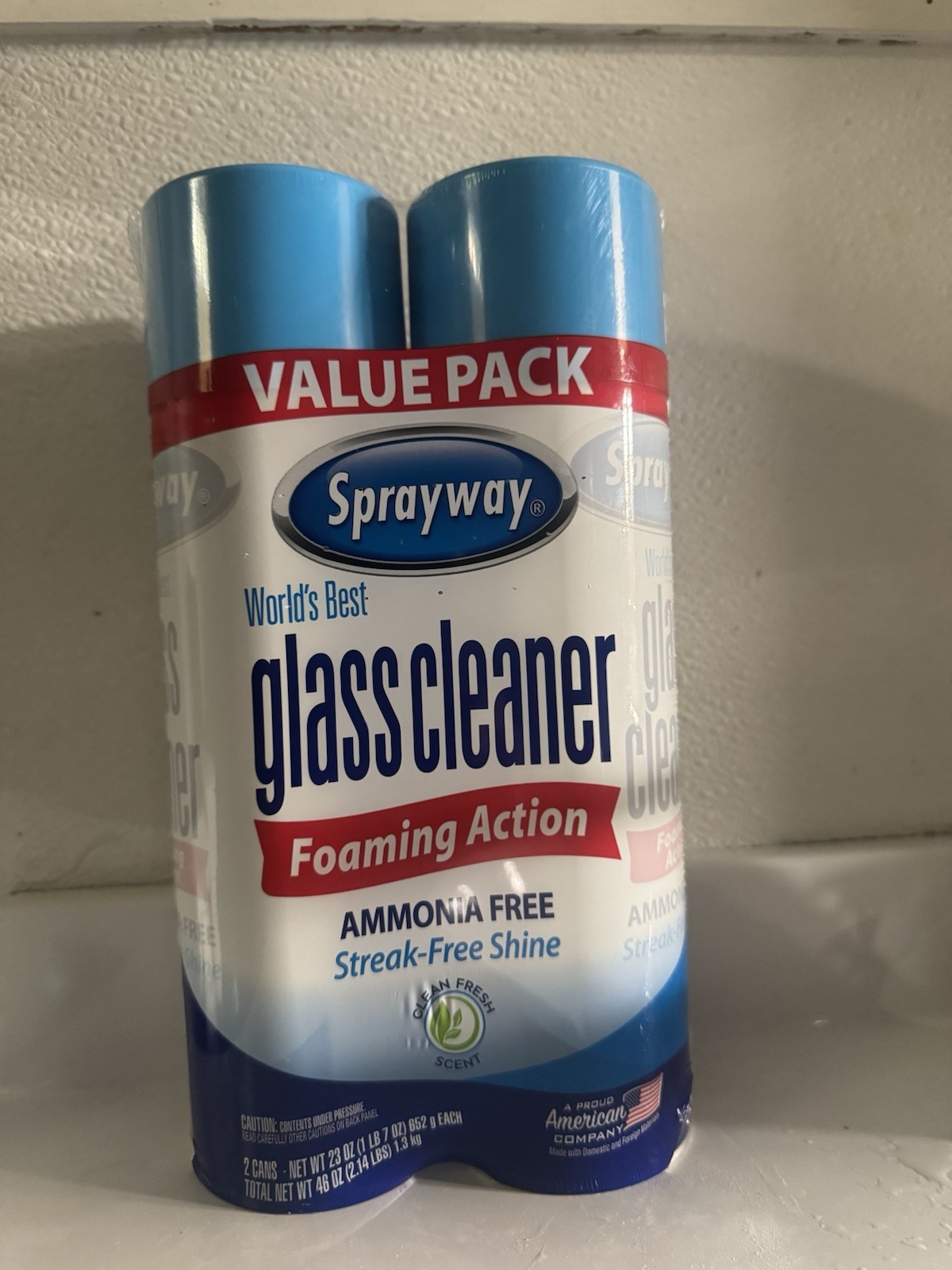 Sprayway Glass Cleaner Foaming Aerosol Spray Ammonia Free 19 Oz 2 Pack