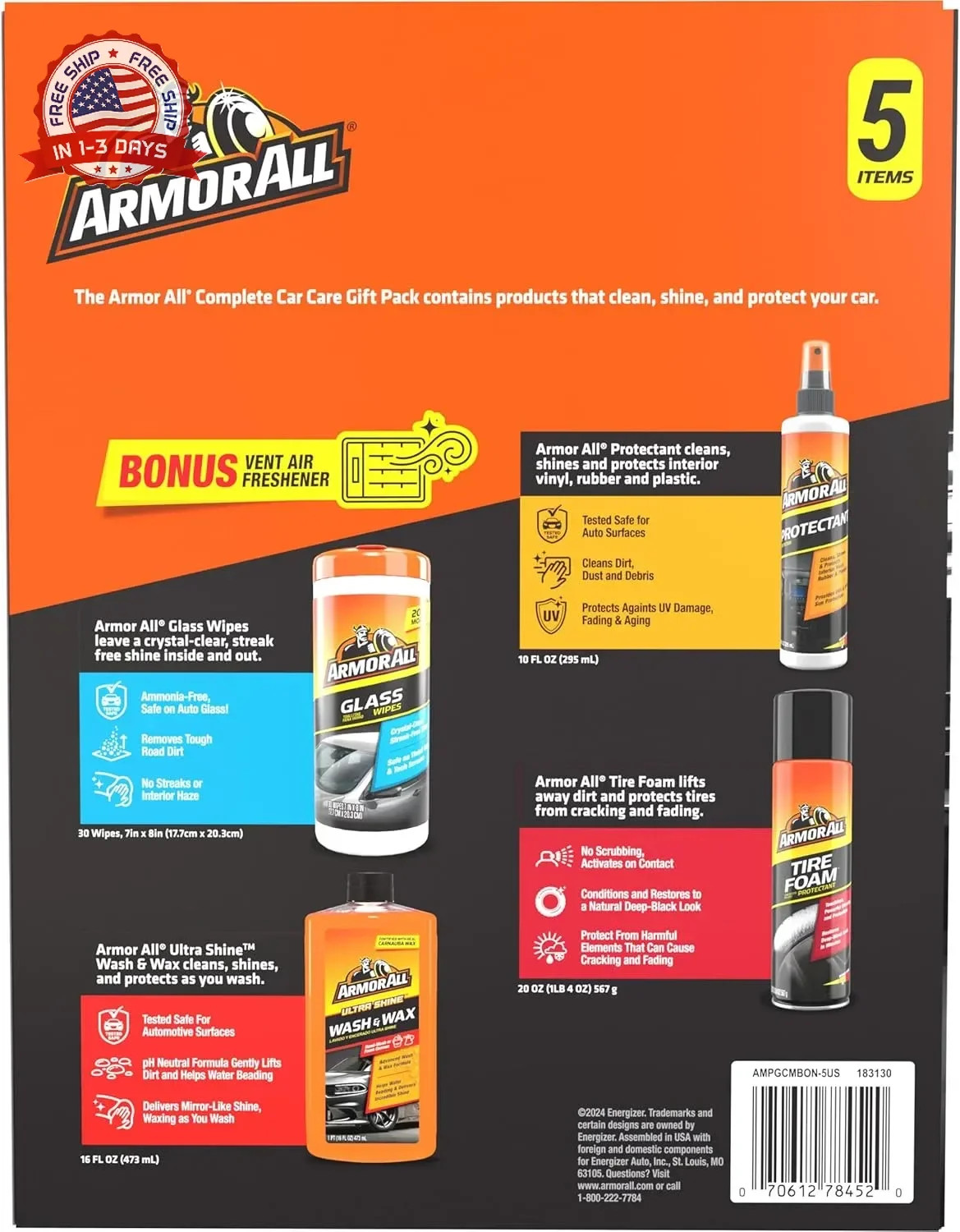 Armor All Car Wash and Car Cleaner Kit by Armor All, Includes Glass Wipes, Car W