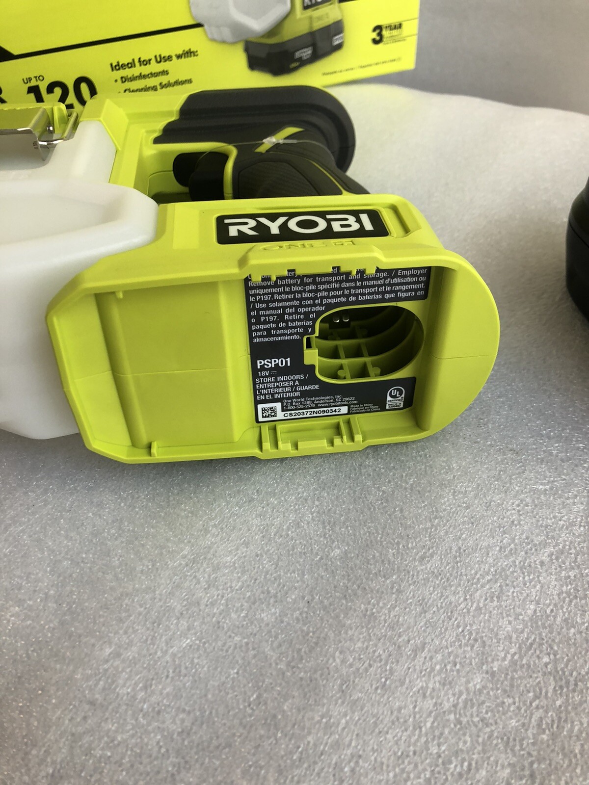 Ryobi PSP01K 18V ONE+ Handheld Electrostatic Sprayer Kit W/ Disinfectant Cleaner