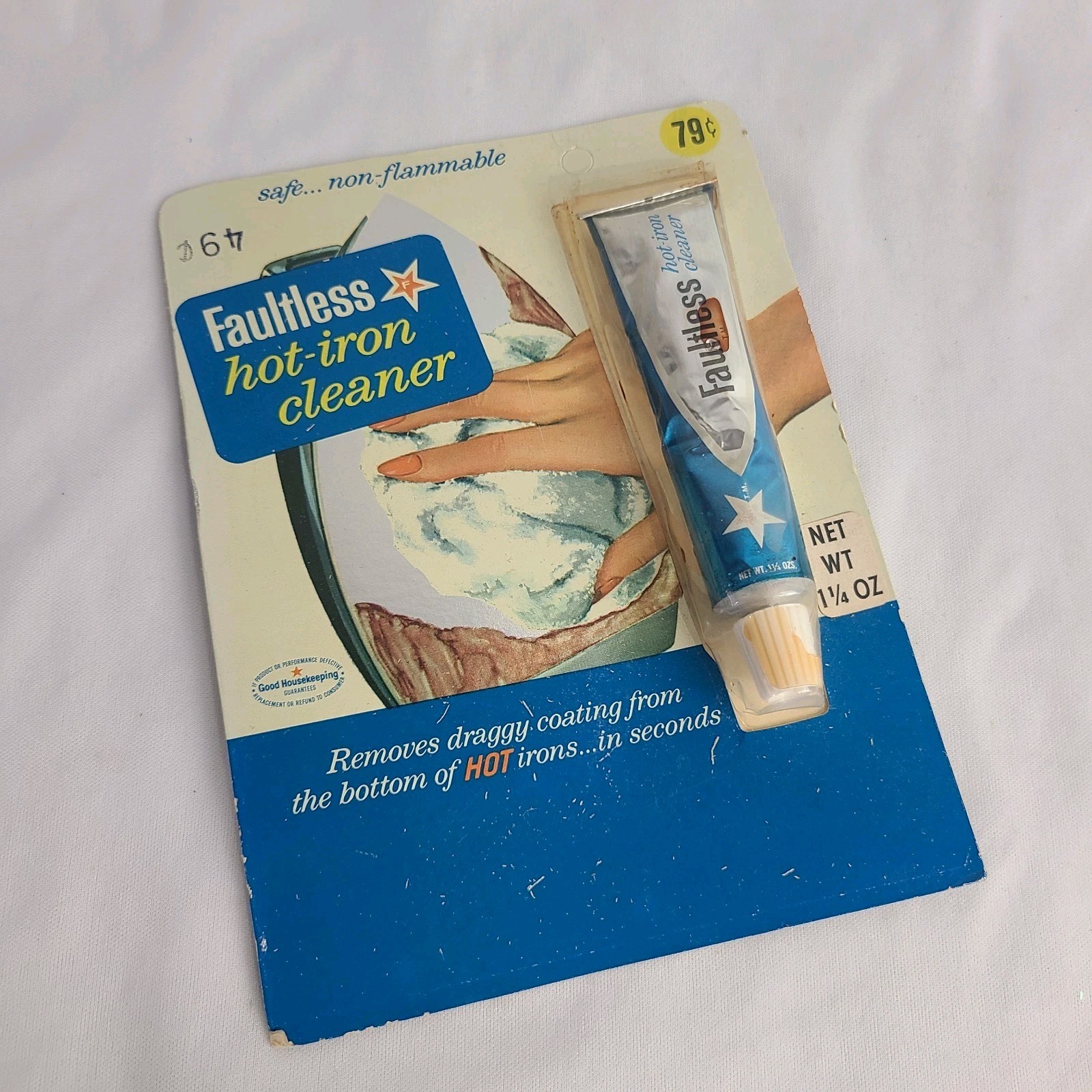 Faultless Hot Iron Cleaner Vintage NOS Sealed 1968 Package MCM NEW Advertising