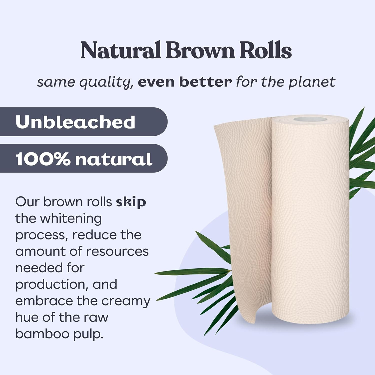 Bamboo Paper Towels 12 Pack – Unbleached, Non Toxic, PFAS Free – 140 Sheets/Roll