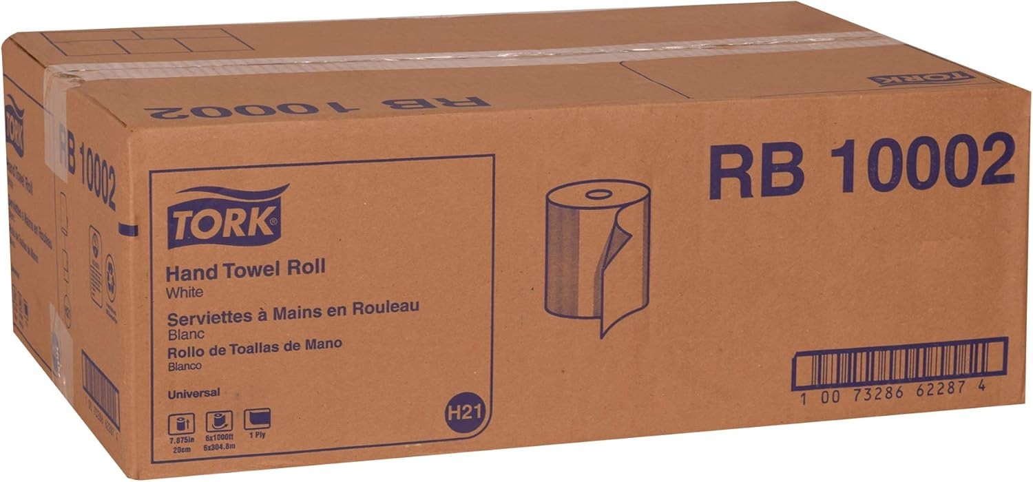 Tork Paper Hand Towel Roll White H21, Universal, 100% Recycled Fiber, 6 Rolls
