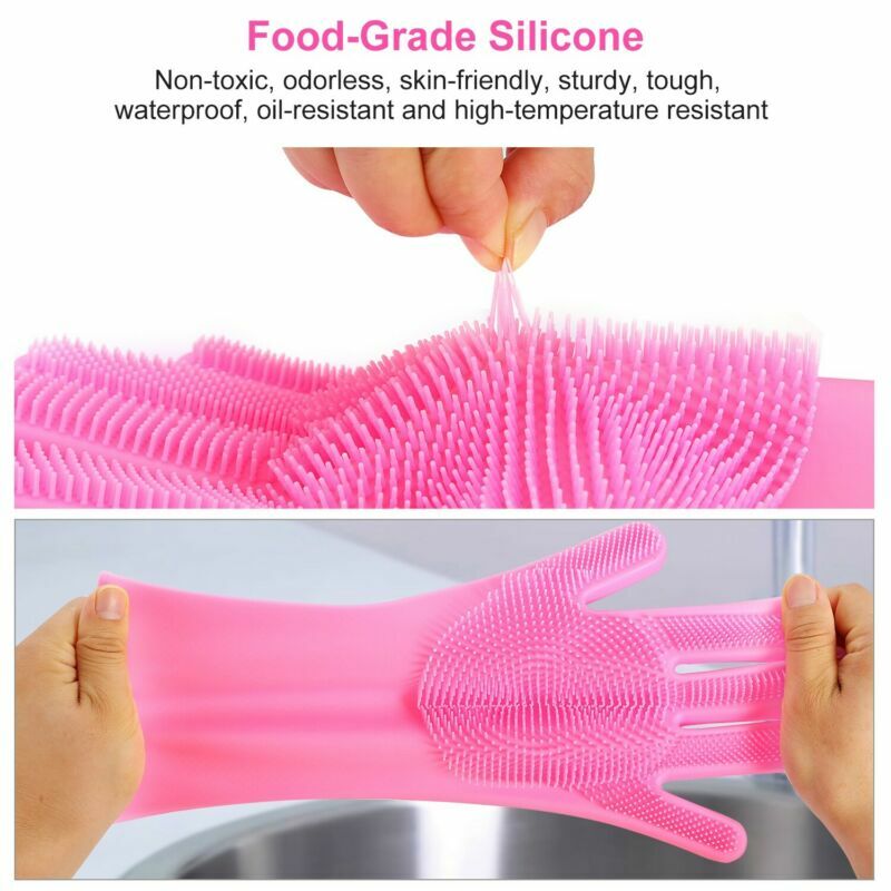 Magic Gloves Dish Washing Silicone Rubber Scrubber Cleaning Cold Heat Resistant