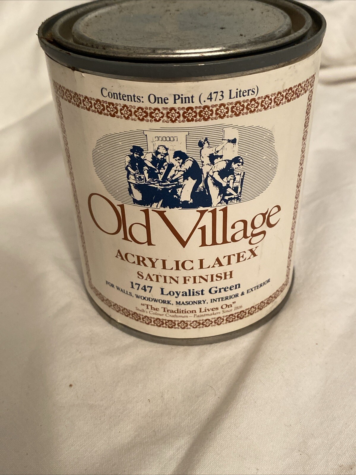 Olde Village Acrylic Latex Paints Satin Finish 1747 Loyalist Green Pint