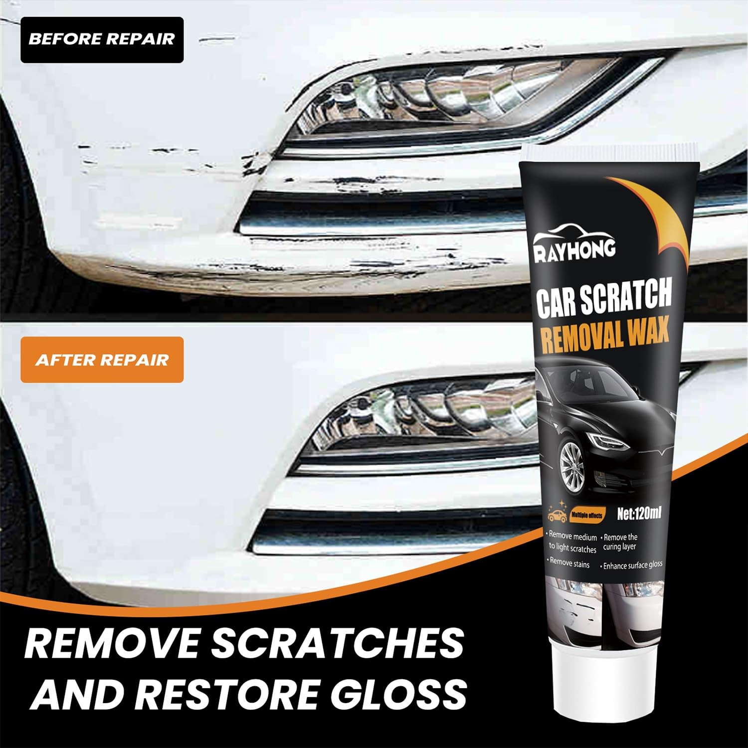 Car Scratch Remover for Vehicles, Deep Scratch Repair Paste with Polishing Wa…