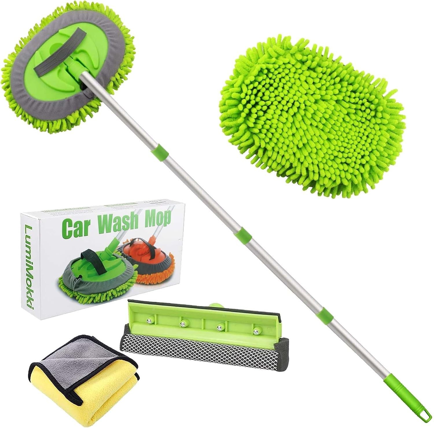 62 ” Car Wash Mop Kit – Car Cleaning Mop with Long Handle Stainless Steel Pol…