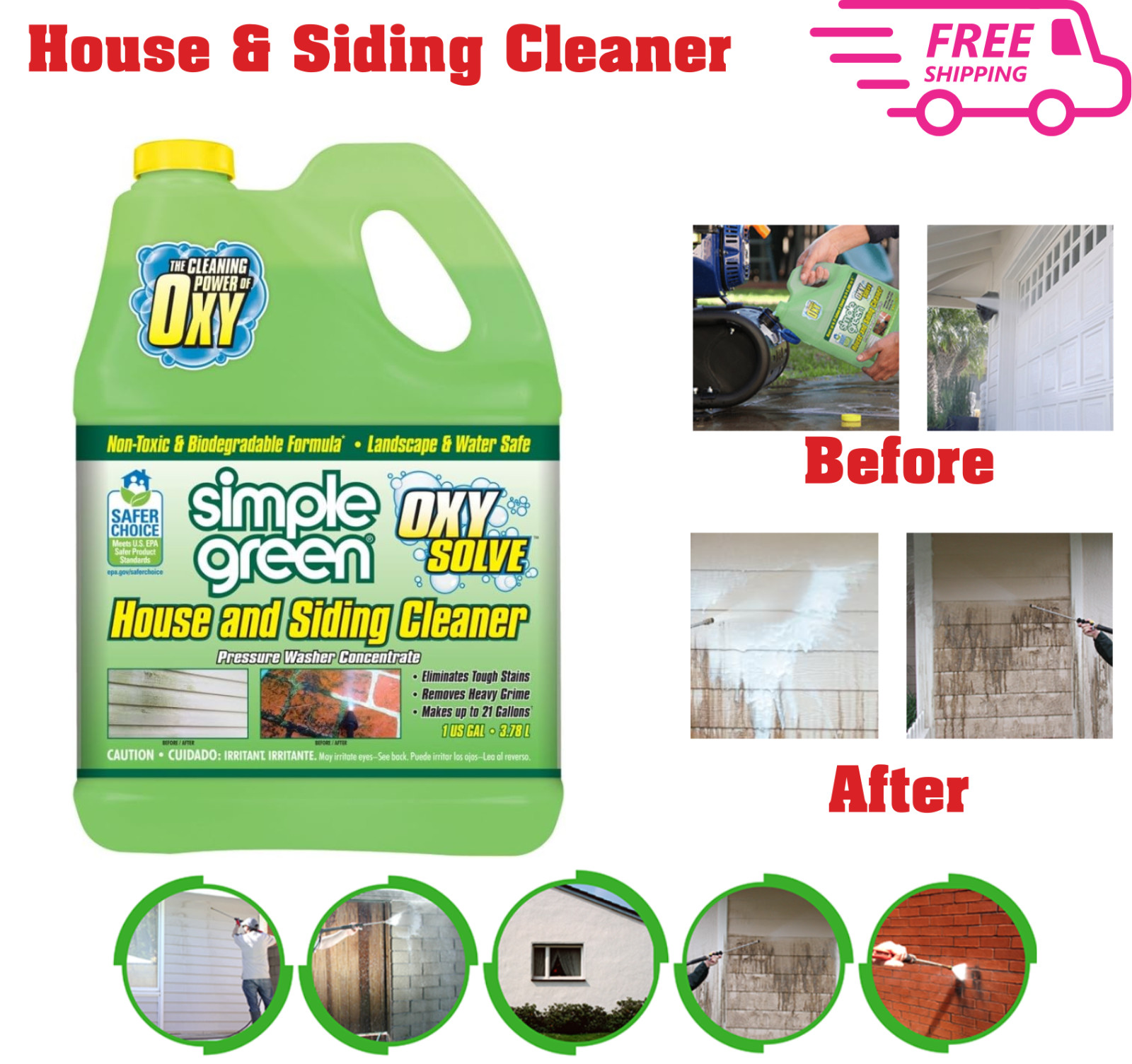 Oxy Solve House and Siding Pressure Washer Cleaner Removes Stains Mold & Mildew