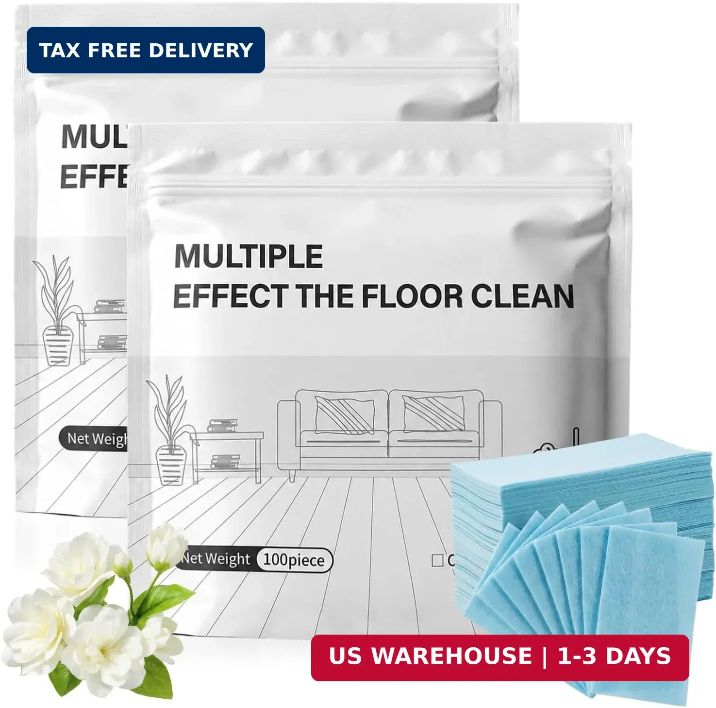 2Pcs Multi Purpose Floor Cleaning Sheet,Quick Shine Floor Cleaner,Multiple Effec