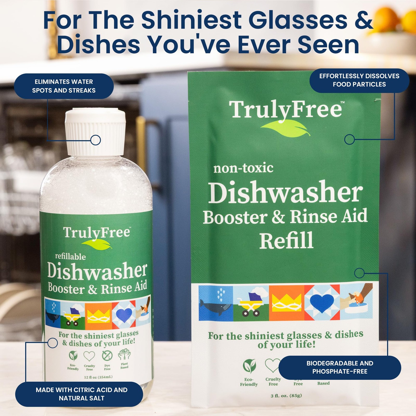 Natural Dishwasher Booster & Rinse Aid Kit – Non-Toxic Dishwashing Aid Formul…