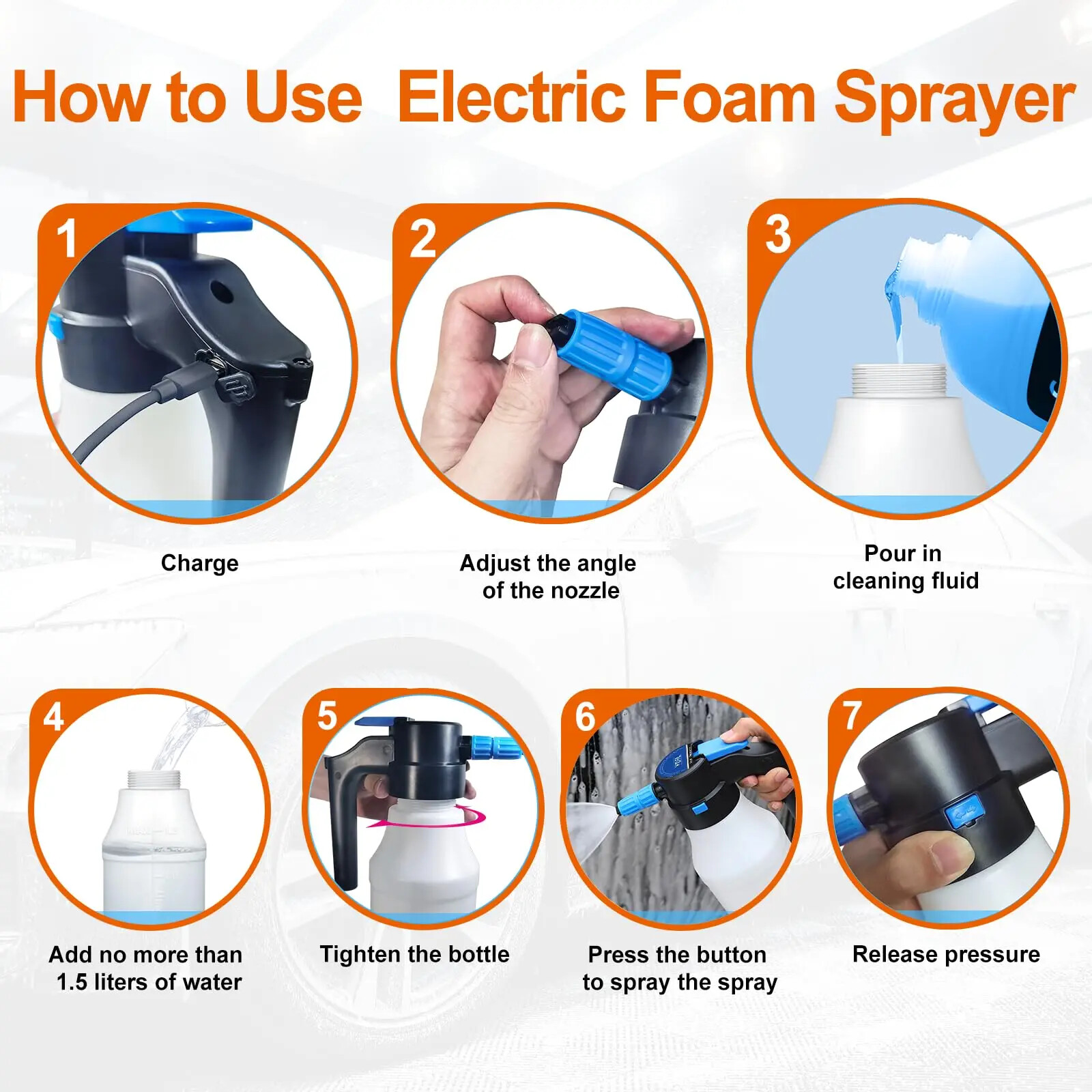 Electric Foam Sprayer Rechargeable Car Washing Irrigation Cleaner Cleaning Tools