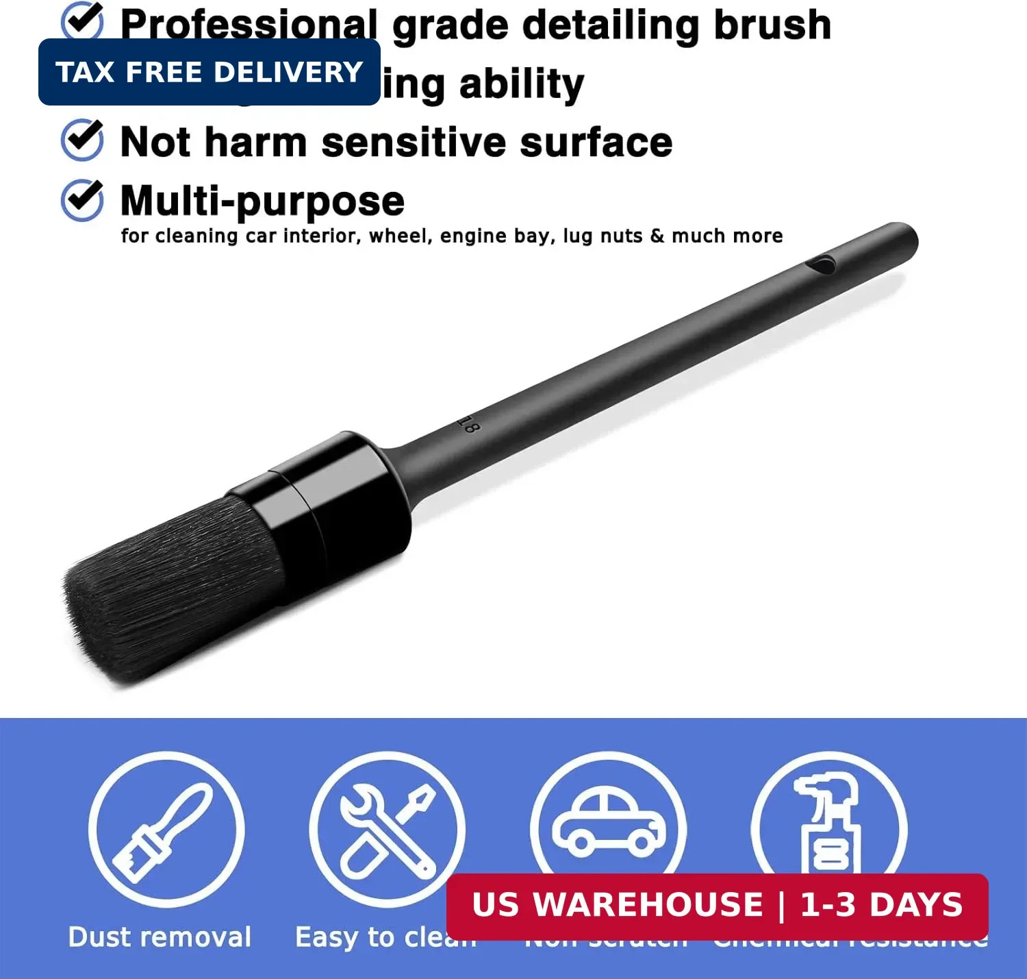HMPLL 9pcs Auto Car Detailing Brush Set/ Interior Cleaning Kit Includes 5 Soft P
