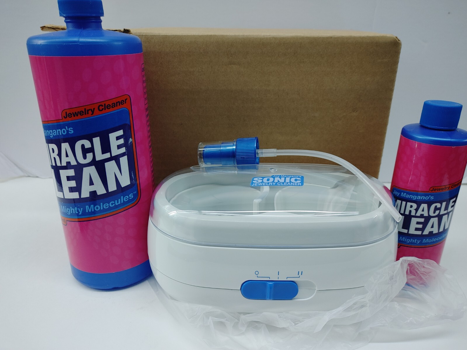 N.O.S Joy Mangano’s Miracle Clean pink 32 & 8.oz with sonic Jewelry Cleaner