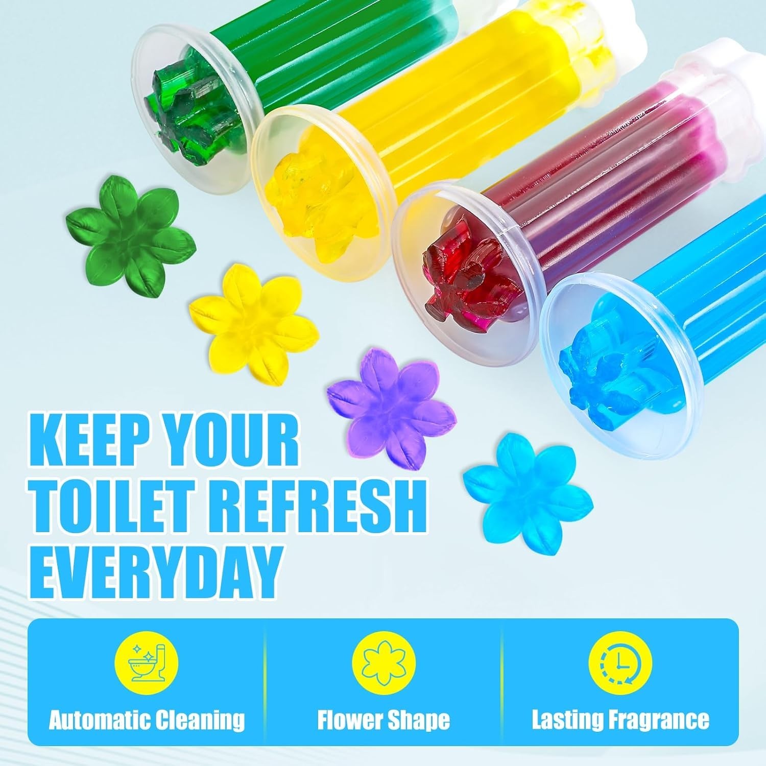 4 Pack Toilet Gel Stamp, 48 Stamps 4 Kinds Of Scent Toilet Bowl Cleaner Gel, …