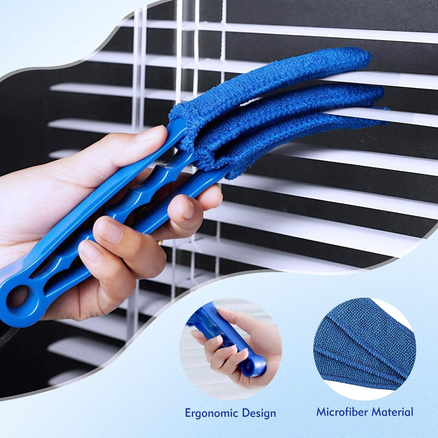 Window Blind Cleaner Duster Tool | 2 Pack with 6 Reusable Sleeves, Handheld Mini