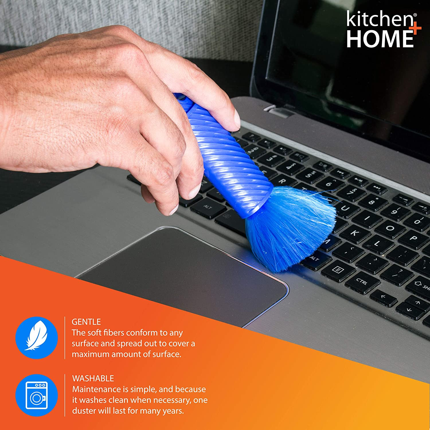 Kitchen + Home Compact Static Duster – 6.5″ Inch Travel Duster with Carry Case –