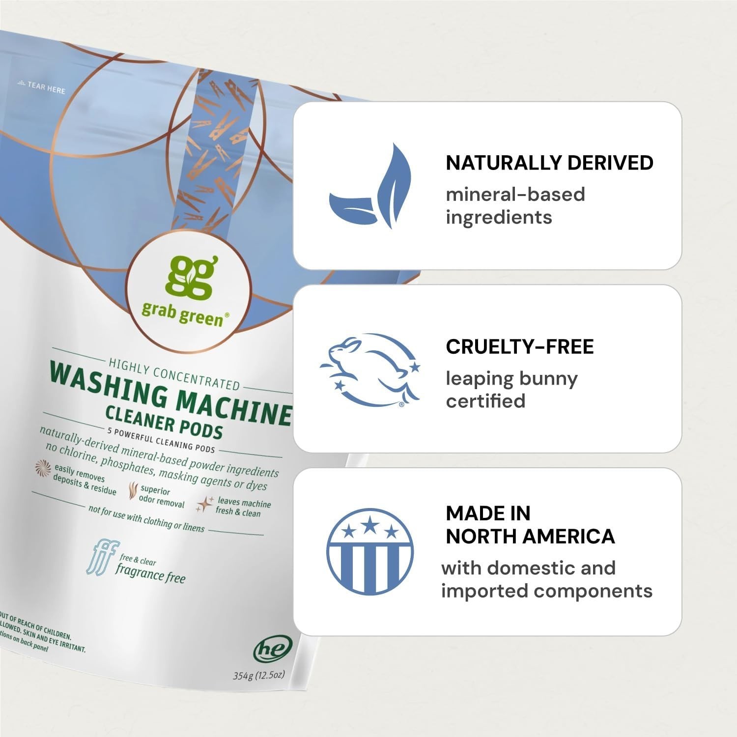 Washing Machine Cleaner Pods, Fragrance Free, 5 Count | Cleans and freshens w…