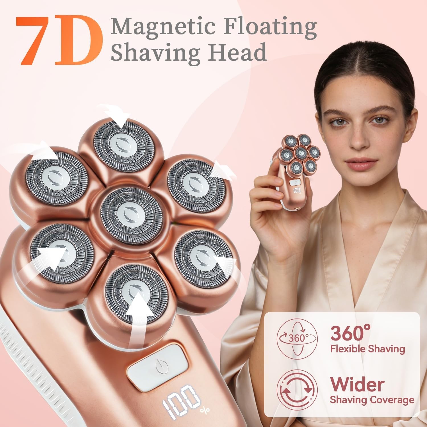 Electric Razors for Women, 5-in-1 Electric Shaver with 7D Magnetic Head, IPX7