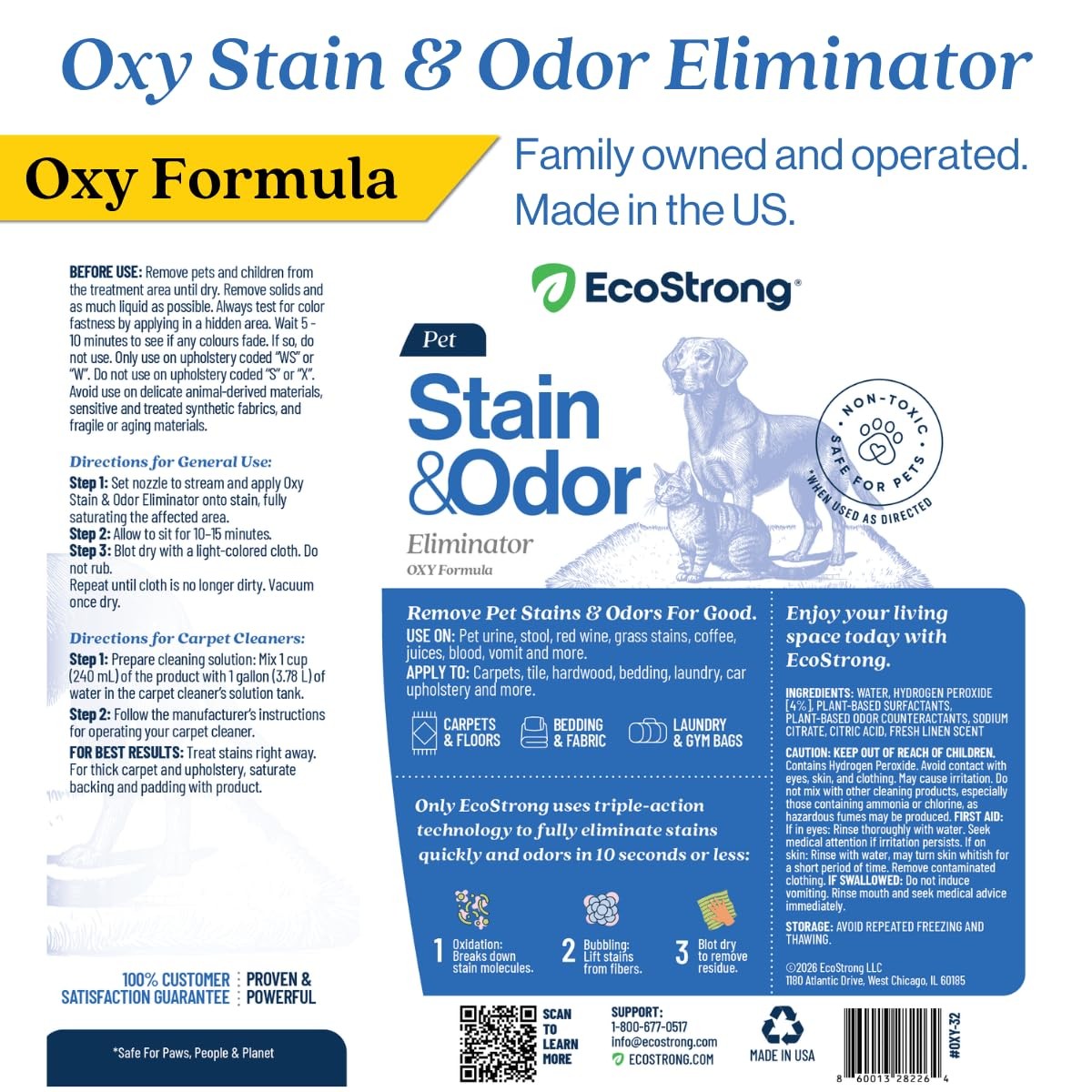 Oxygen Carpet Cleaner For Pet Stains Urine Odor Remover 32oz Spot Treatment