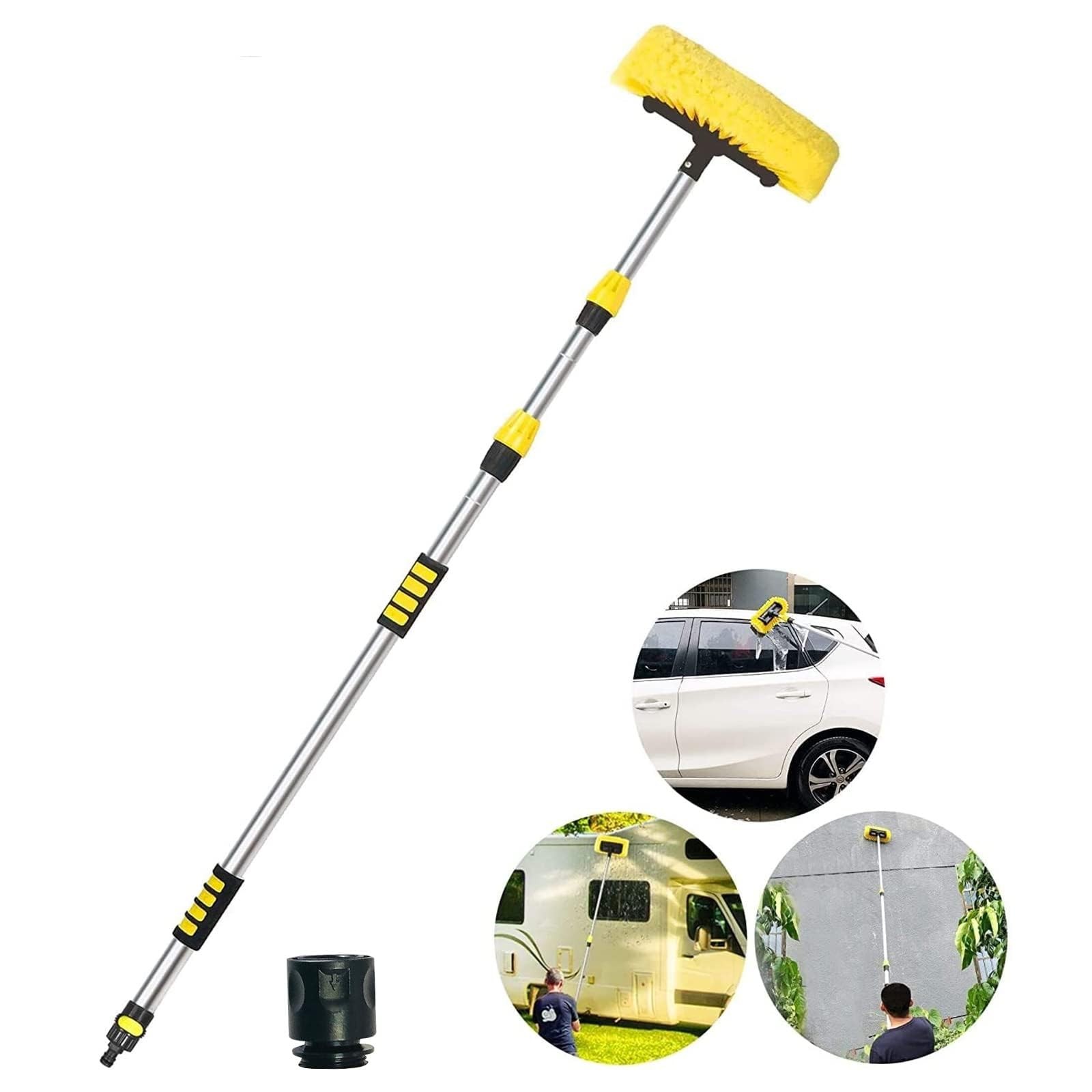 5-12 Foot (20 ft Reach) Car Wash Brush with 12-Inch Soft Bristle, On/Off Swit…
