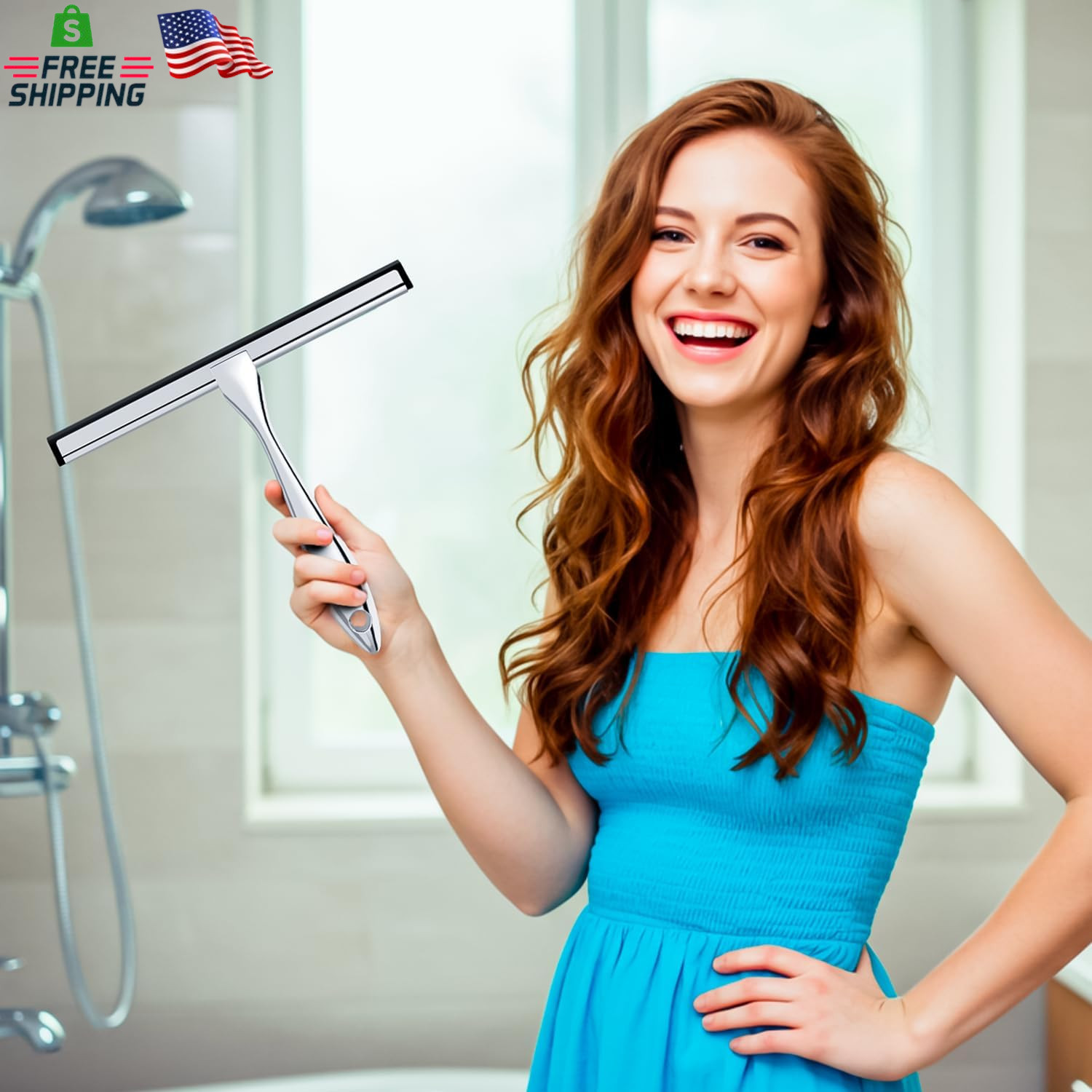 ALFLOD 12-Inch All-Purpose Shower Squeegee for Shower Doors, Tile Shower Walls,