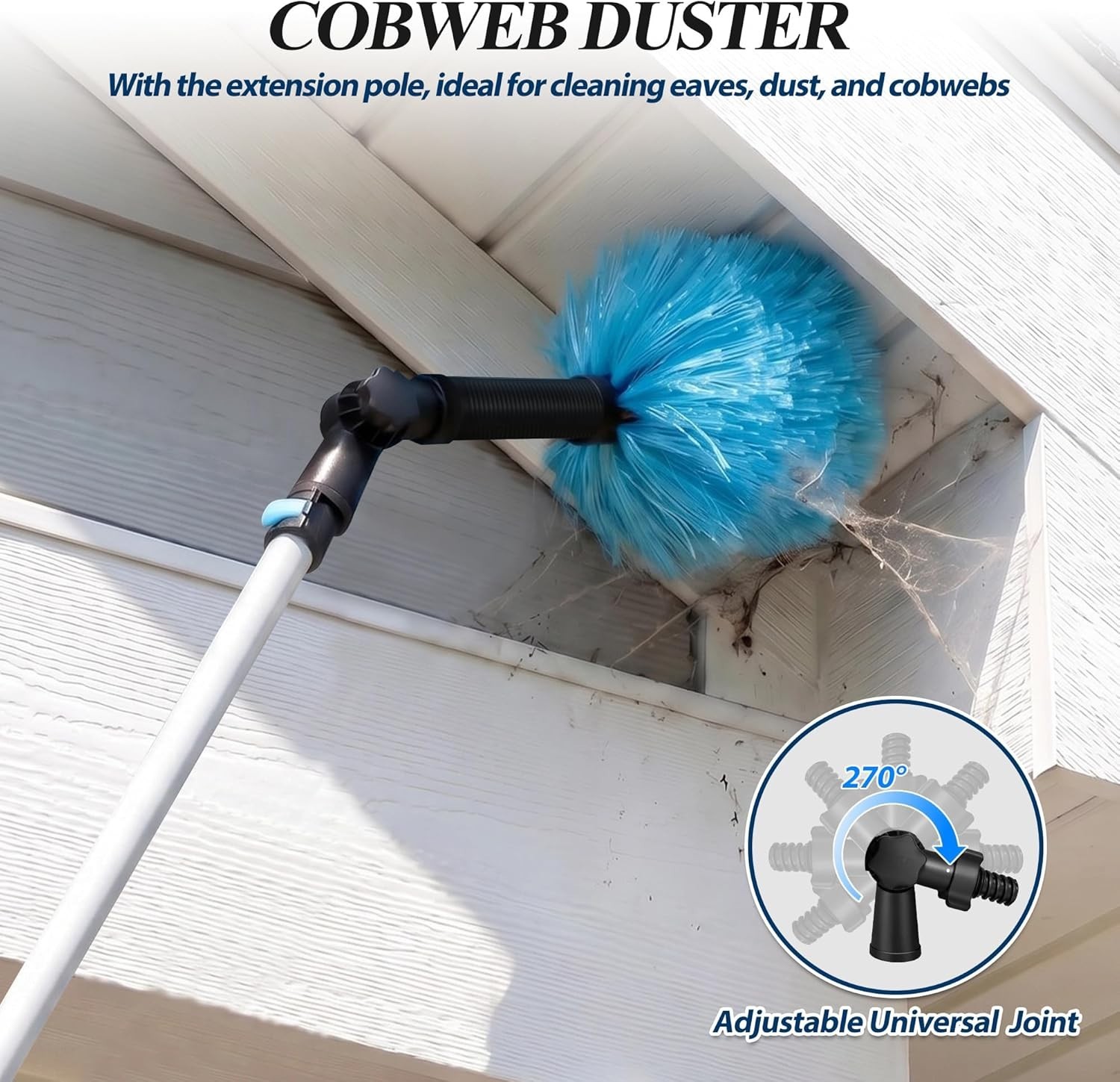 20FT High Duster Cleaning Kit – 3-12FT Extension Poles, Microfiber & Cobweb Tool