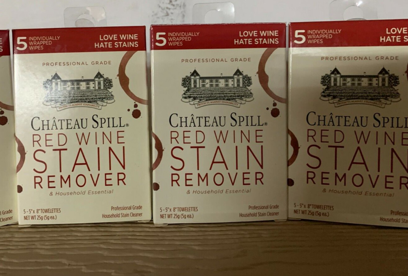 3-pack LOT Chateau Spill Red Wine Stain Remover Travel Wipes 15 Total Towelettes
