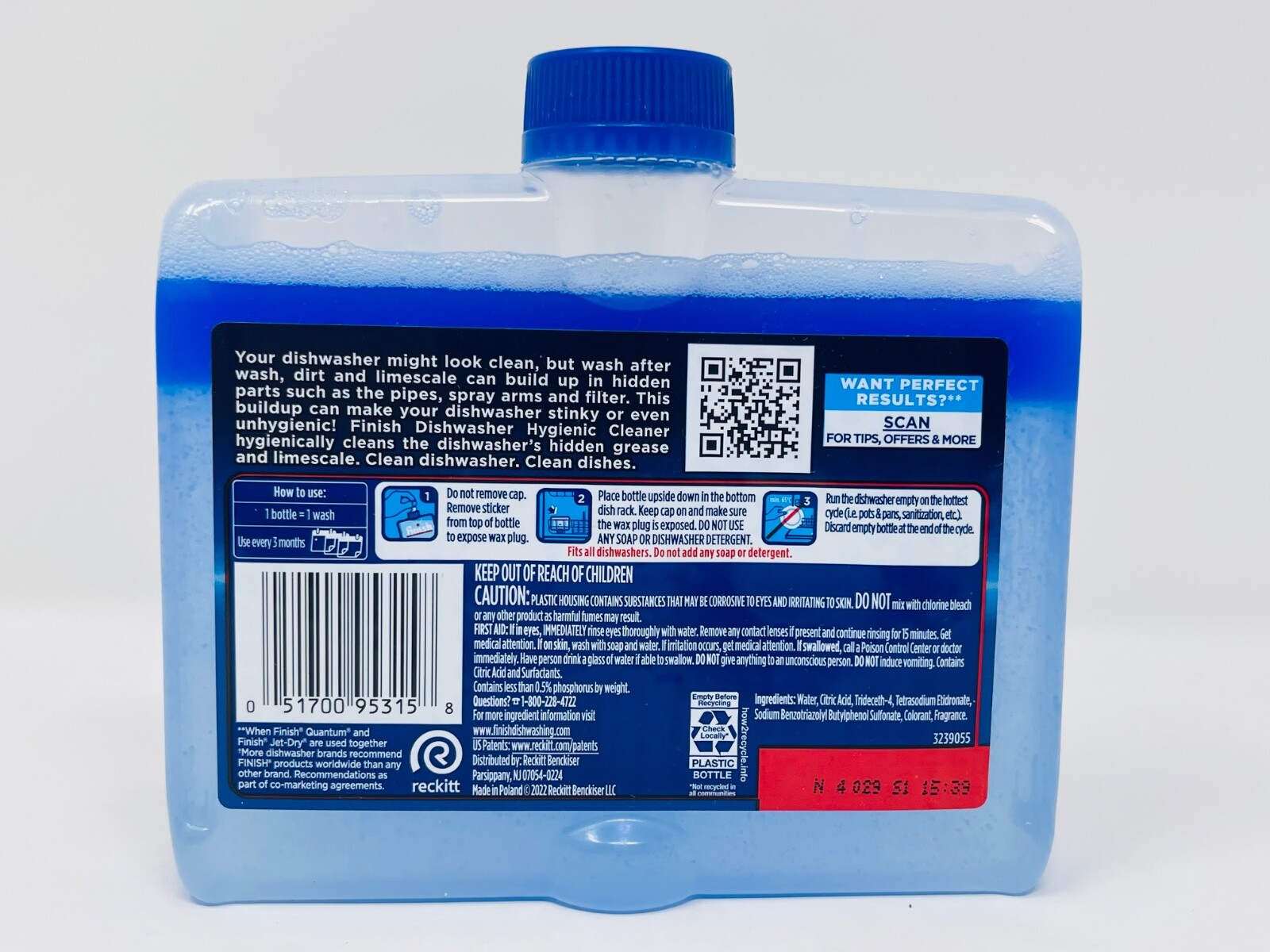 Finish Dishwasher Hygienic Cleaner Cleans Hidden Grease and LimeScale New