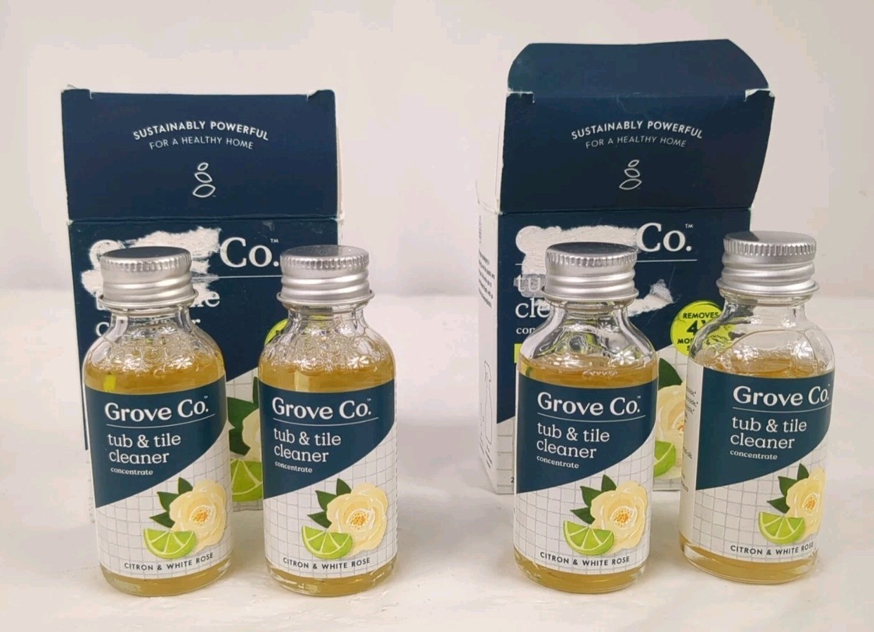 🆕 Grove Co. Tub & Tile Cleaner Concentrate Citron & White Rose 2 Pack 4 Bottles