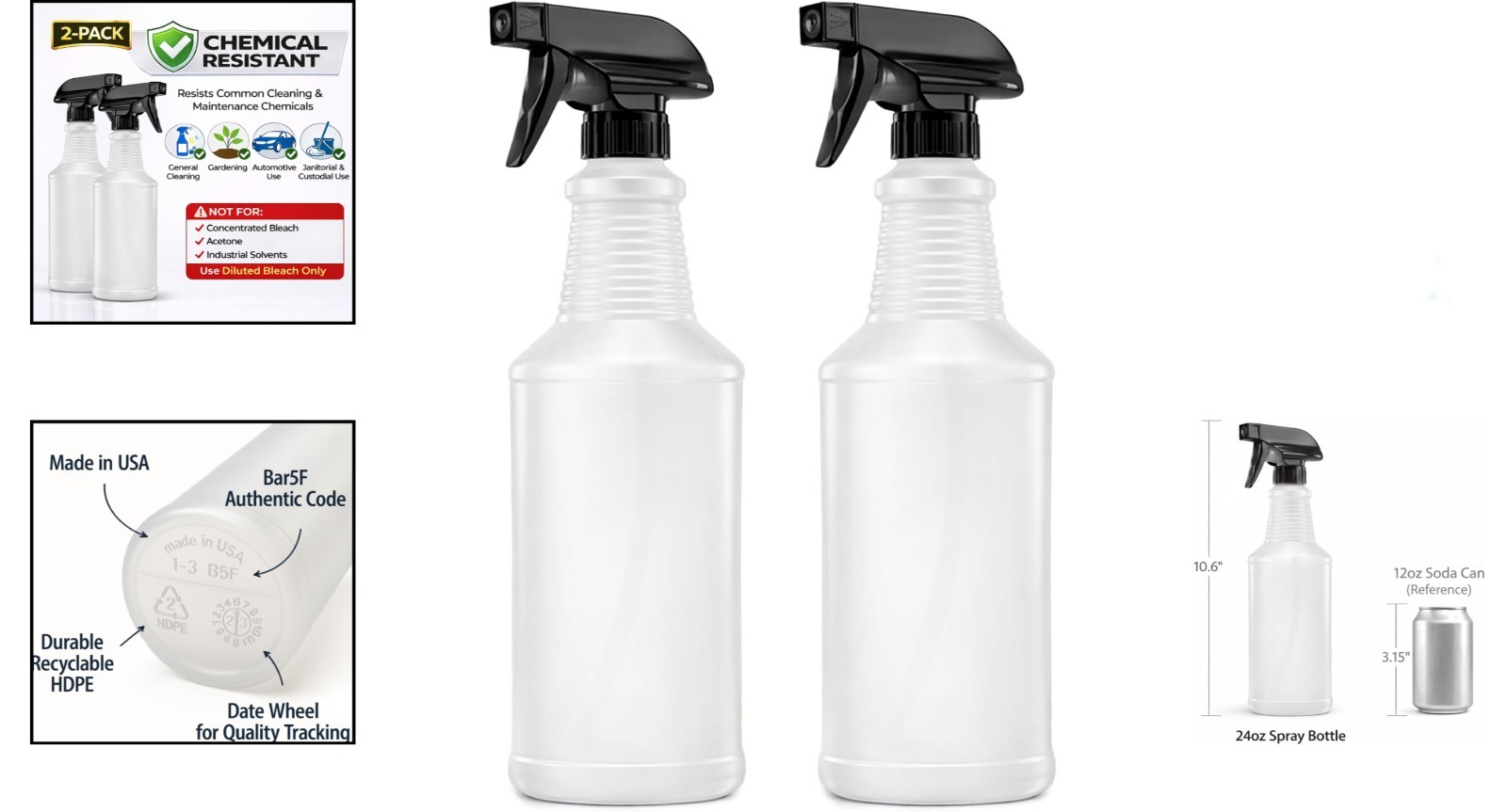 Leak-Proof BPA-Free 2-Pack Spray Bottles – Ideal for Cleaning & Gardening