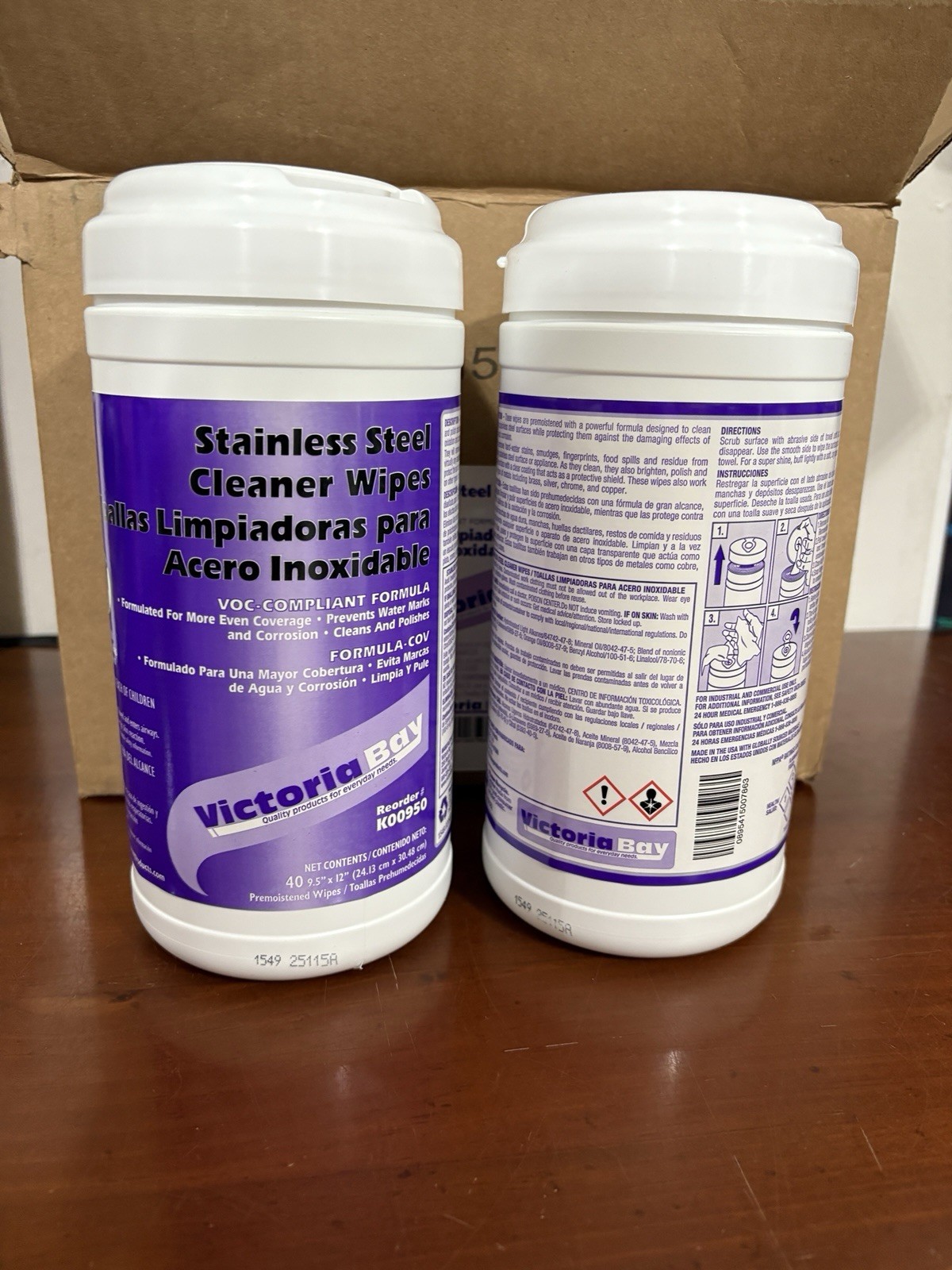 Lot of 6 Victoria Bay Stainless Steel Wipes 40-9.5×12″ Wipes Per Package