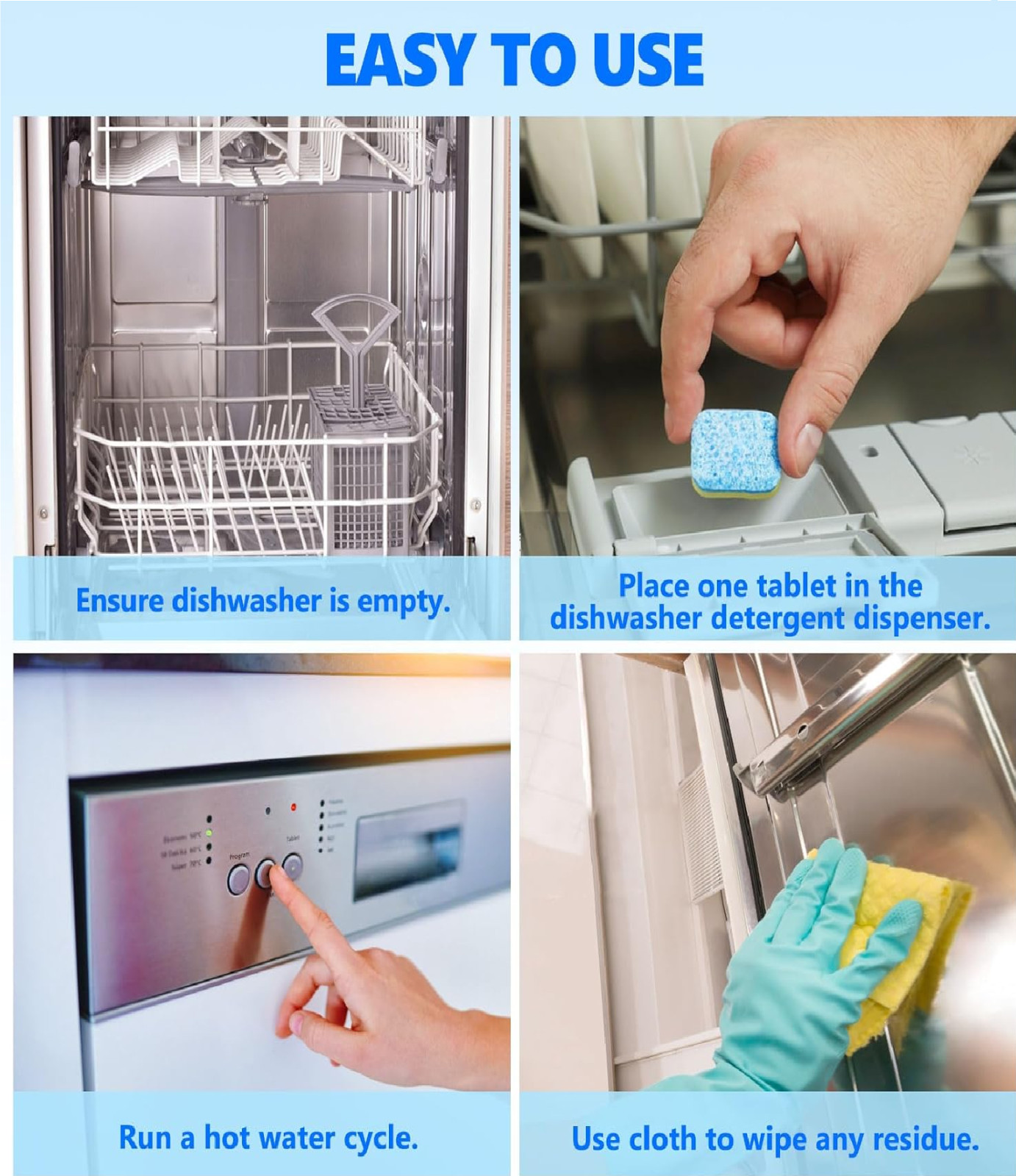 Dishwasher Cleaner And Deodorizer Tablets 24 Pack,Deep Cleaning Descaler Pods