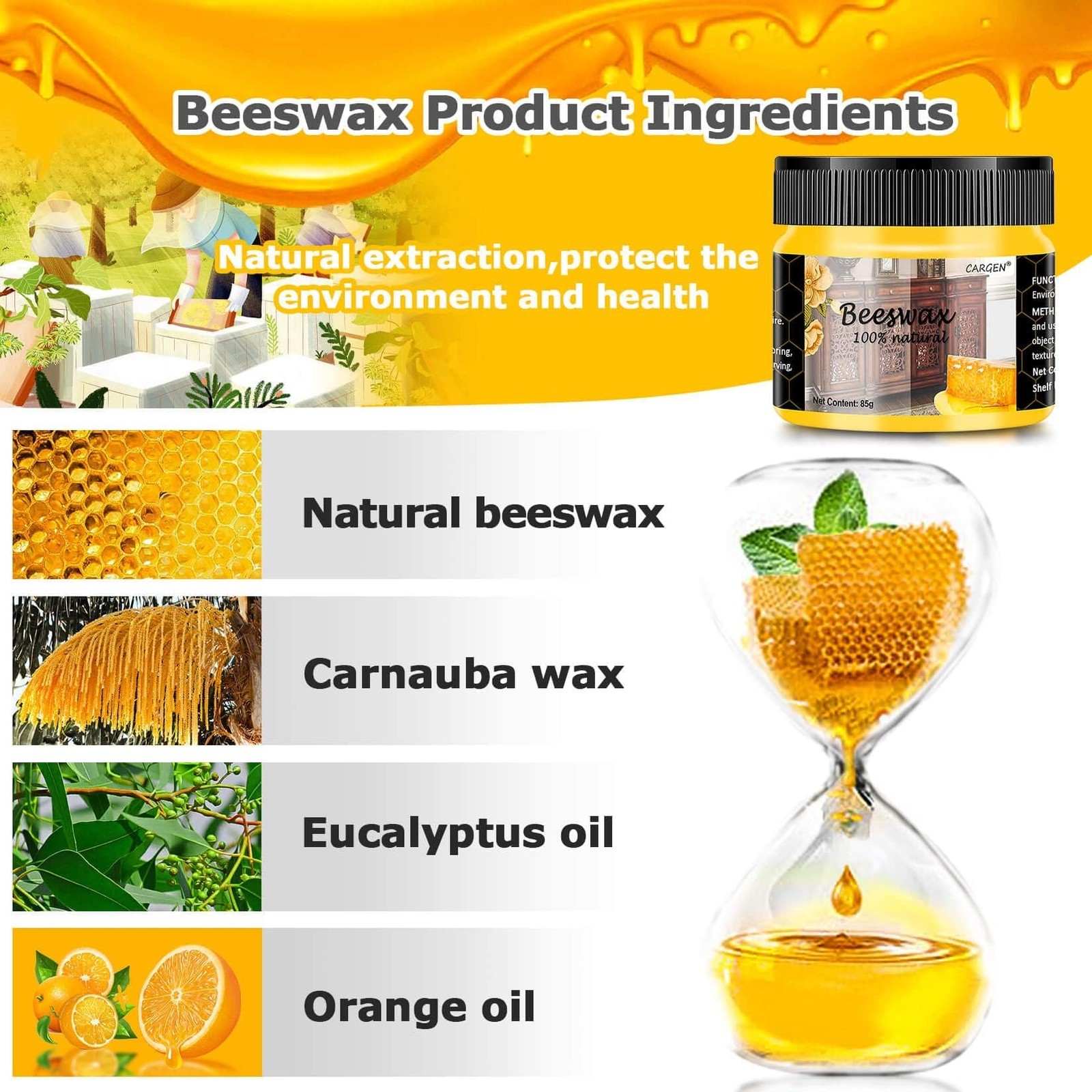 Wood Seasoning Beeswax Furniture Polish – Natural Multipurpose Wax for Care