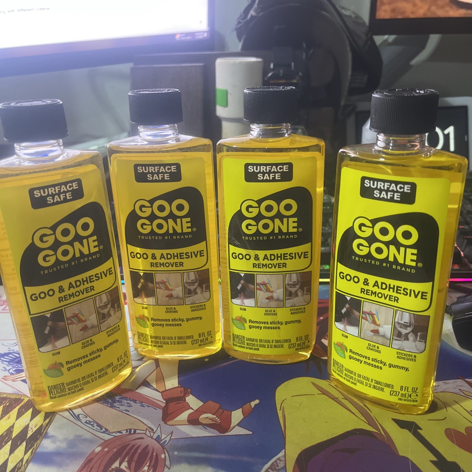 4 Goo Gone Sticky Gummy Messes Remover, 8fl oz Each Citrus Lot