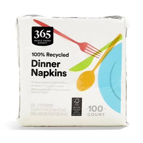 Whole Foods Market, Dinner Napkins, 2-Ply, 100 Count – Pack Of 2