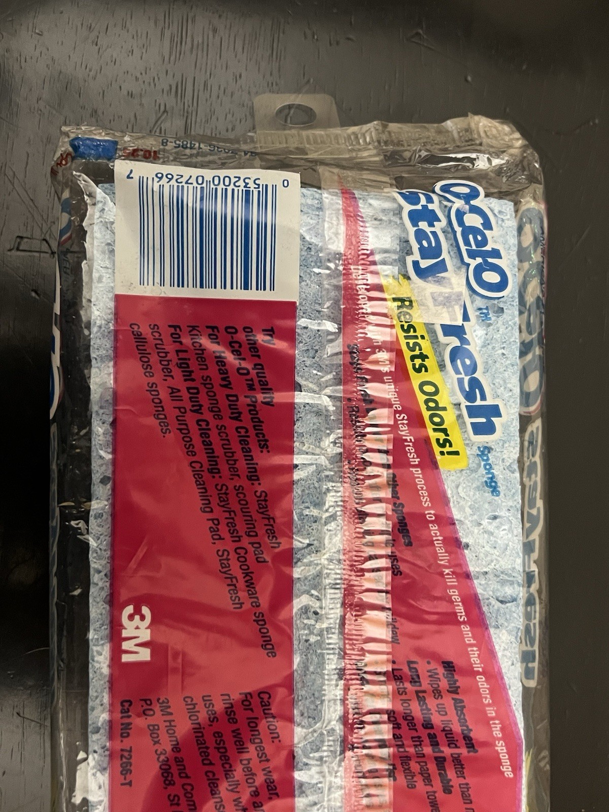 Vintage 3M Ocelo Cellulose Sponge Blue Large 7.5” X 4.2” Resists Odors NEW